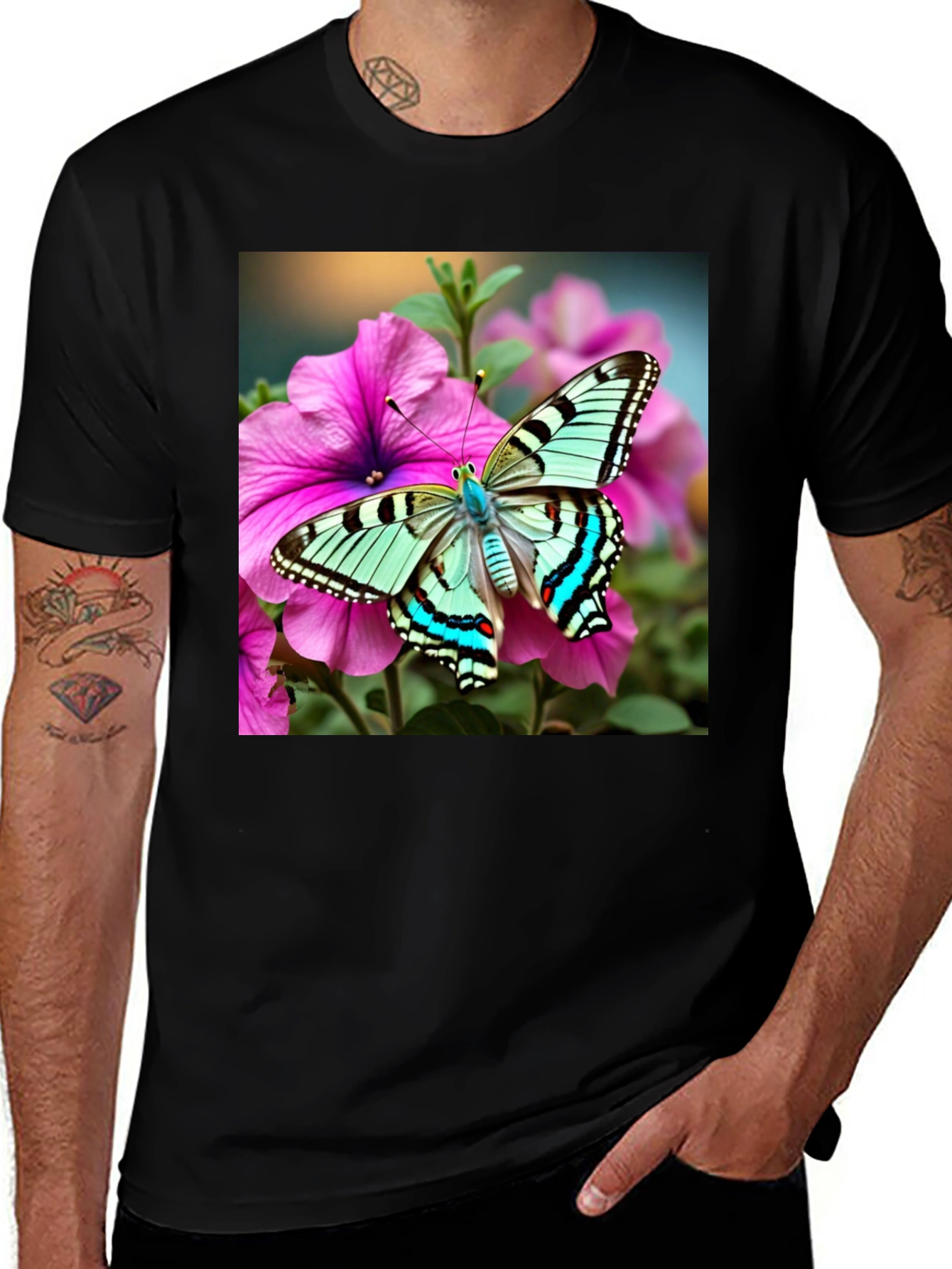 Variant 19 of Butterfly on Flower Graphic Tee