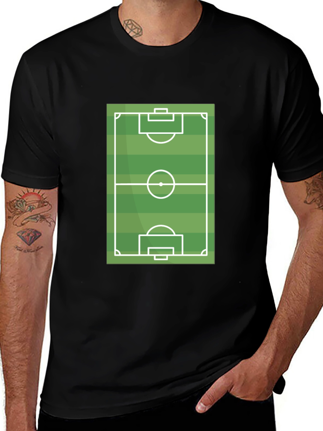 Variant 20 of Soccer Field Graphic T-Shirt - Black Cotton Tee