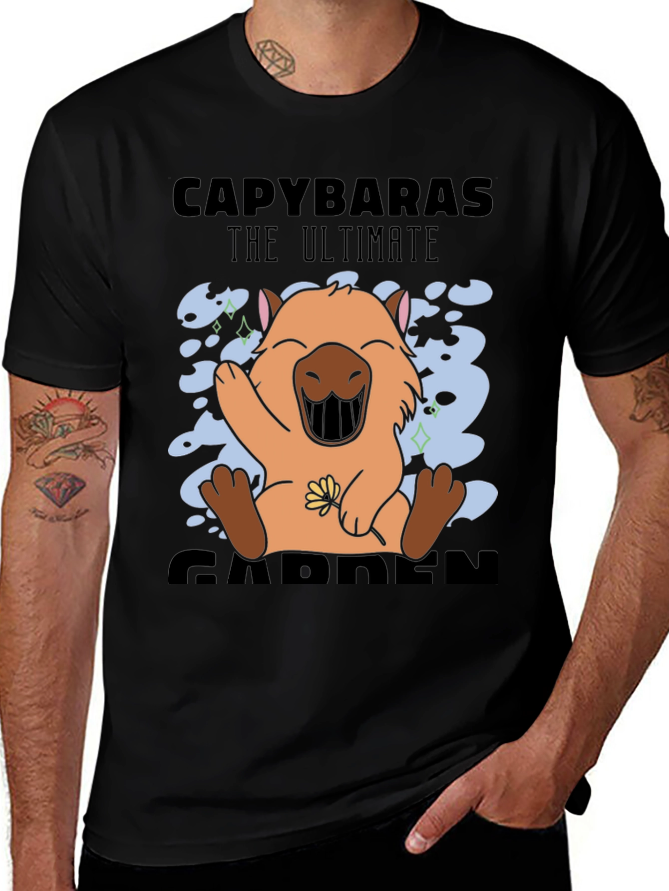 Variant 30 of Capybaras The Ultimate Garden Black T-Shirt