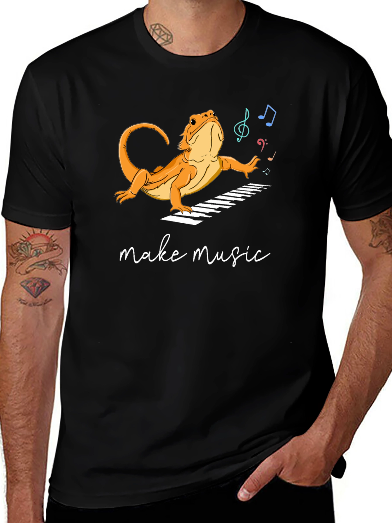 Variant 30 of Lizard Musician T-Shirt - Make Music!