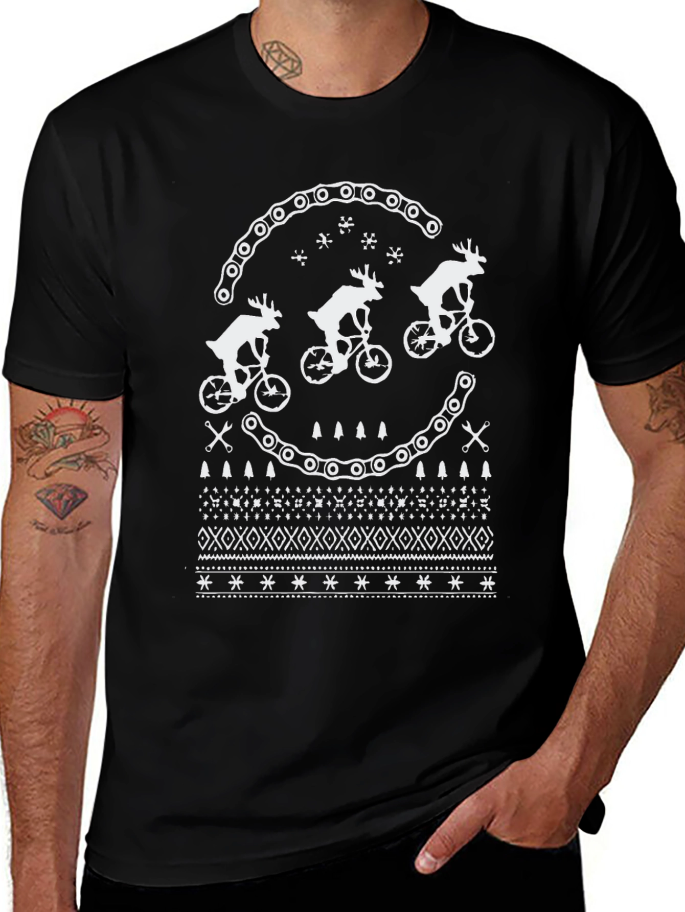 Variant 3 of Moose Bike Chain Holiday Graphic Tee