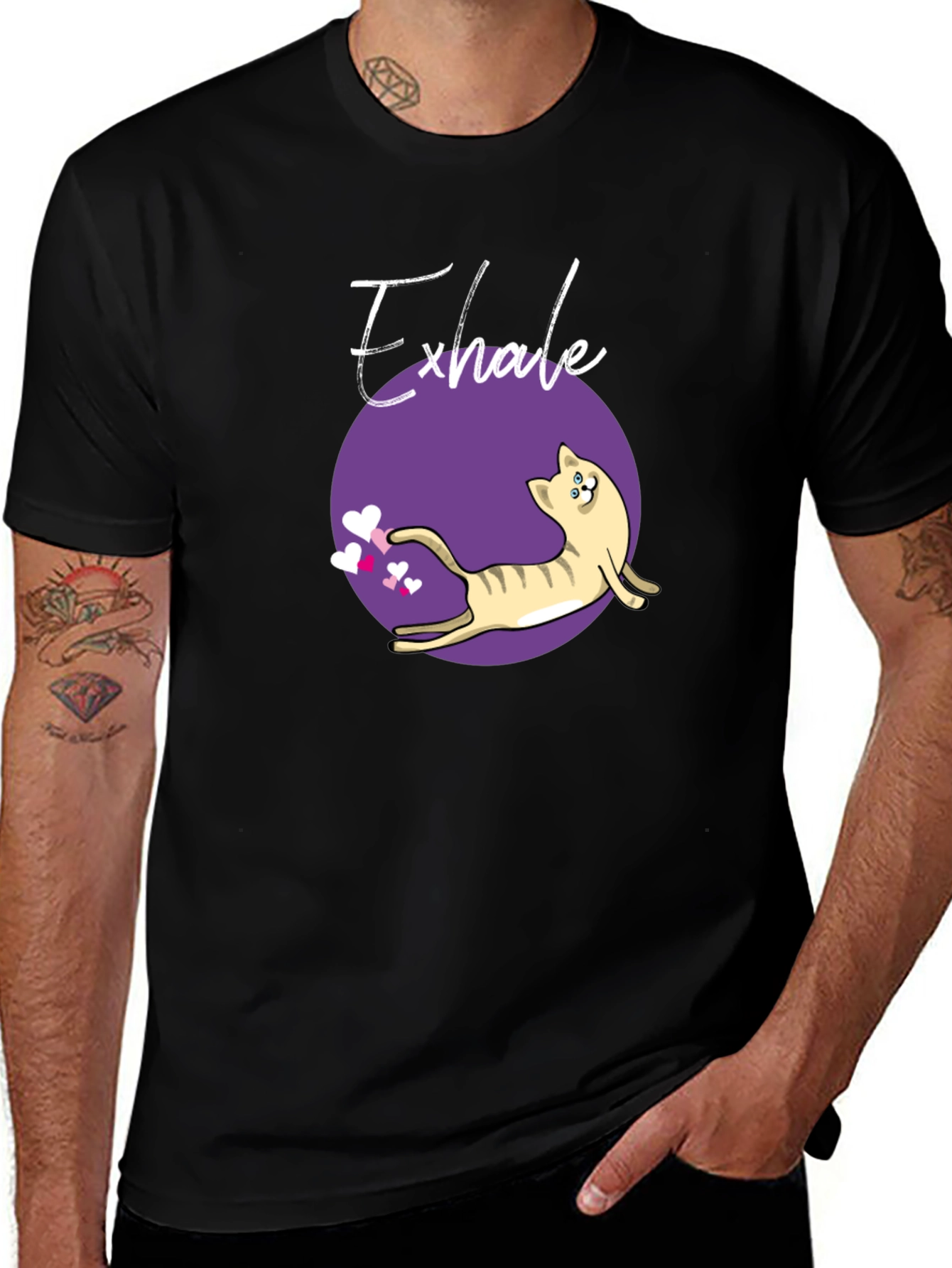 Variant 11 of Exhale Cat T-Shirt - Yoga Relaxation Shirt