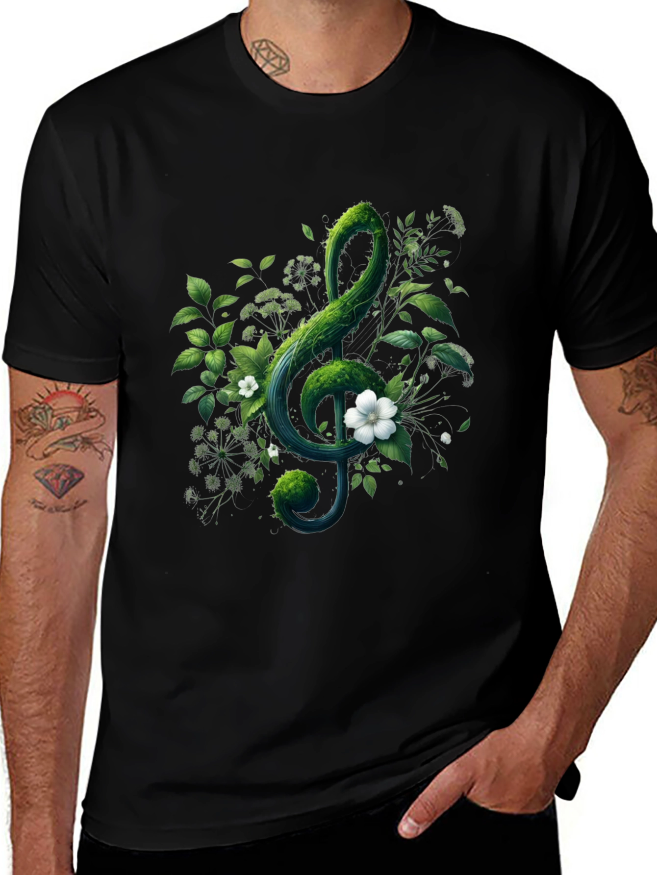 Variant 24 of Nature Treble Clef Black T-Shirt