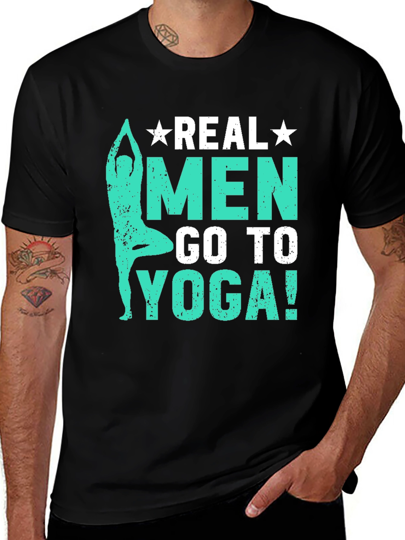 Variant 15 of Real Men Go To Yoga T-Shirt - Black