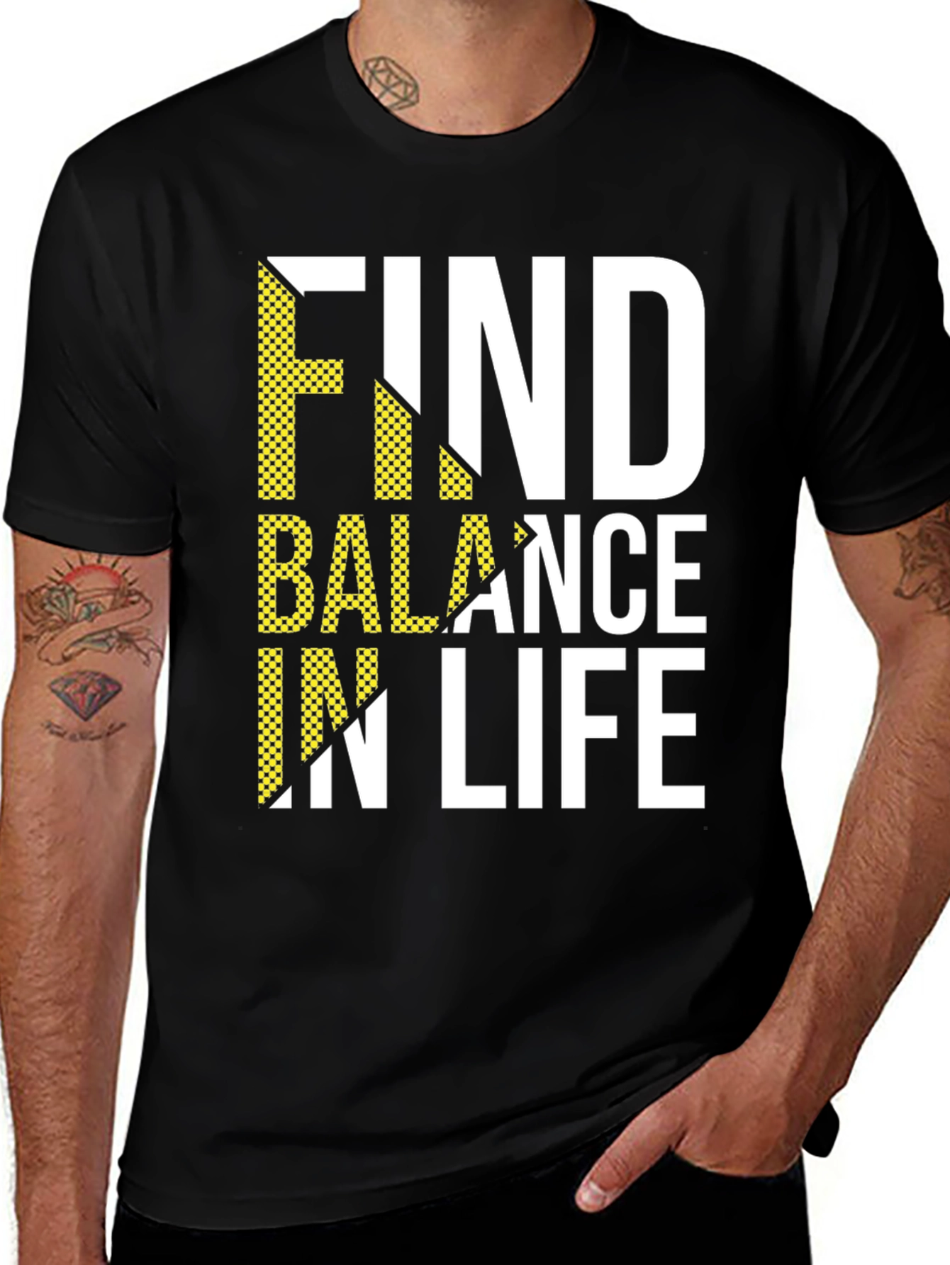 Variant 23 of Find Balance in Life Black Graphic T-Shirt