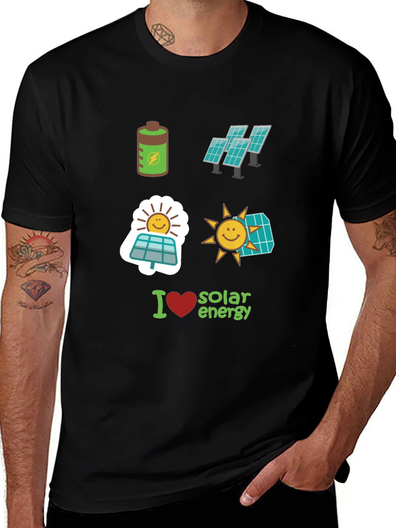 Black I Love Solar Energy Graphic Tee main image