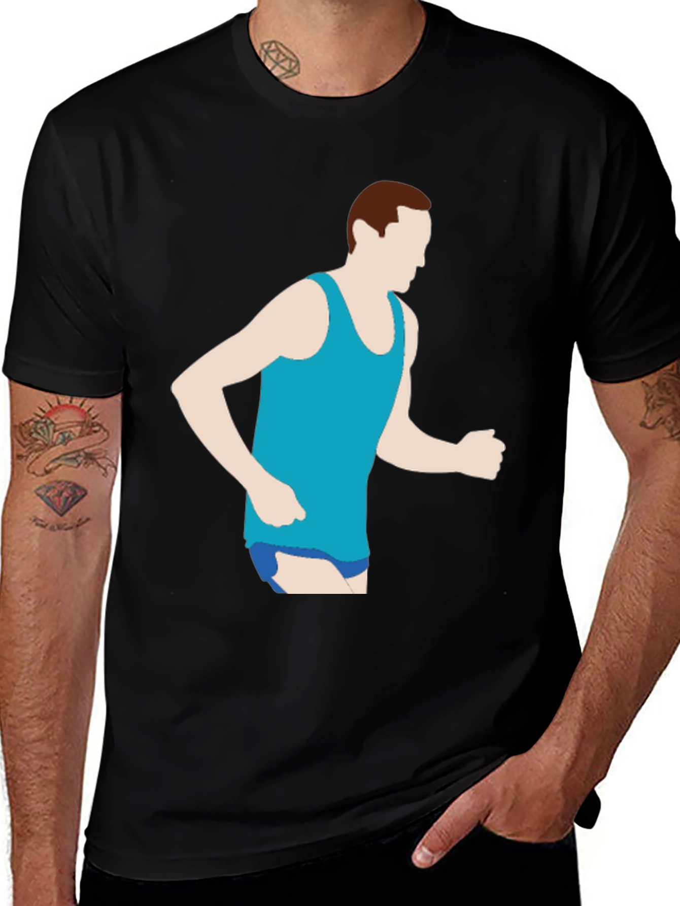 Variant 11 of Runner Graphic Tee - Black Cotton Blend