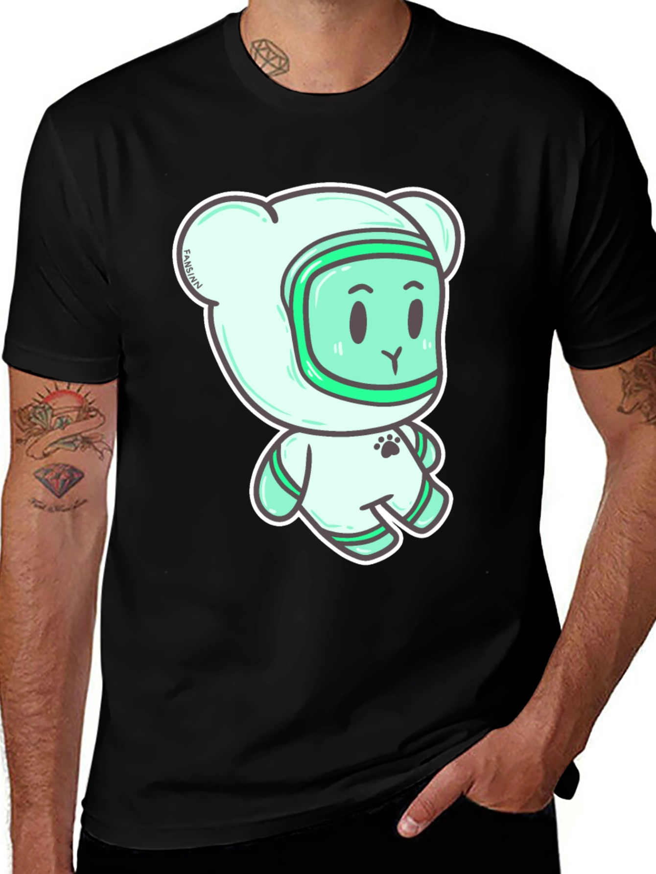 Variant 2 of Bear Astronaut Black T-Shirt