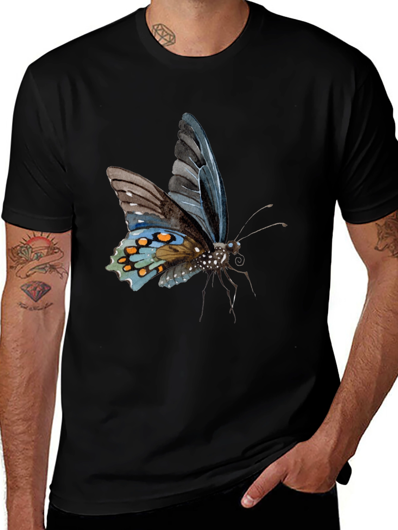 Variant 3 of Butterfly Print Black T-Shirt