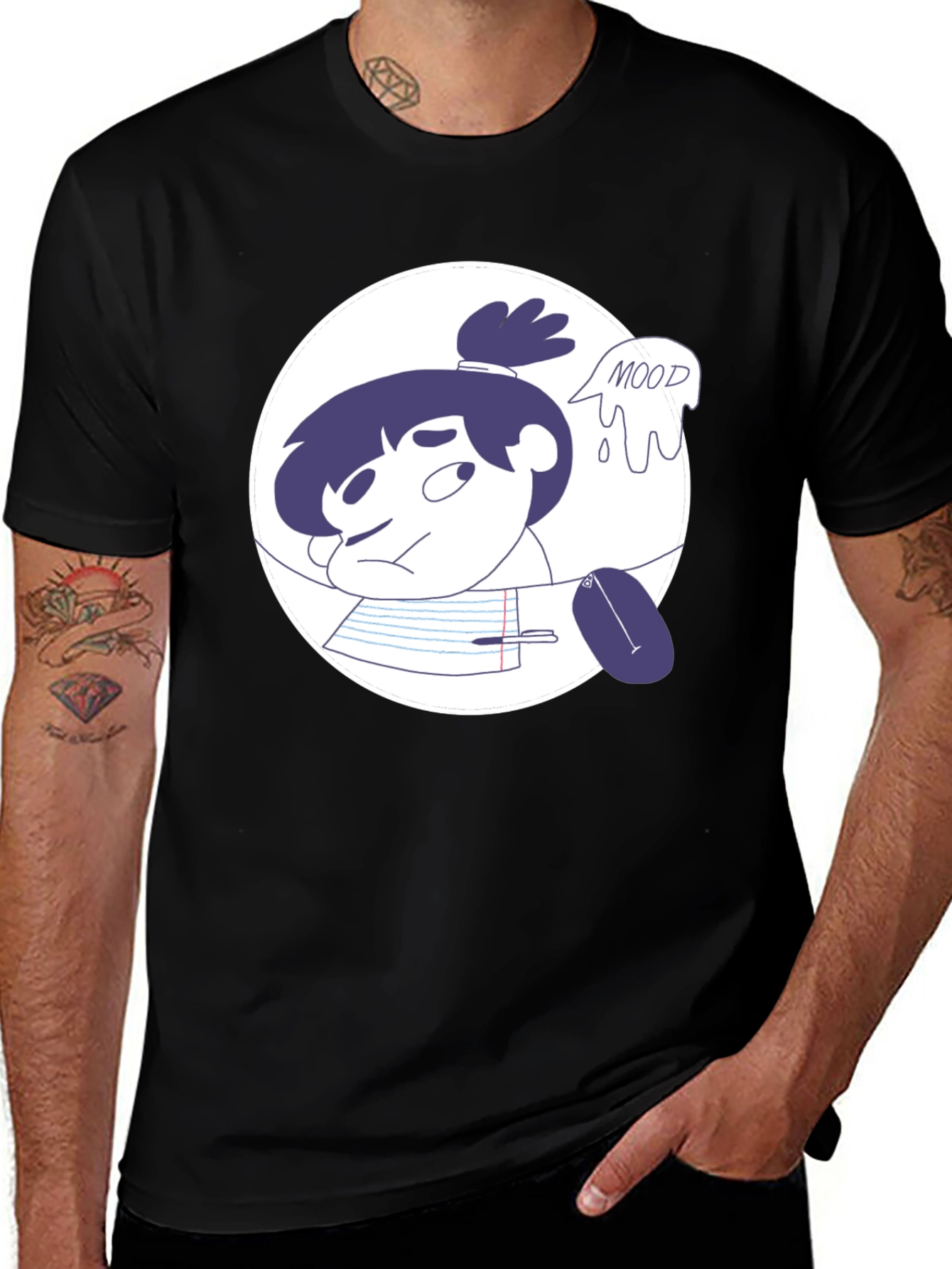 Variant 16 of Moody Student Graphic Tee - Black Cotton T-Shirt