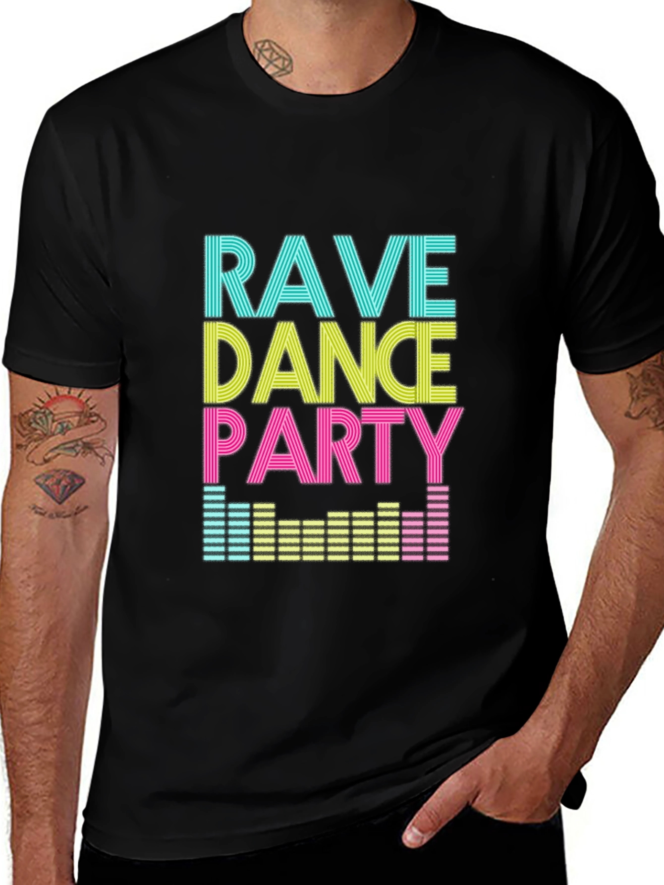 Variant 28 of Rave Dance Party Graphic T-Shirt - Black