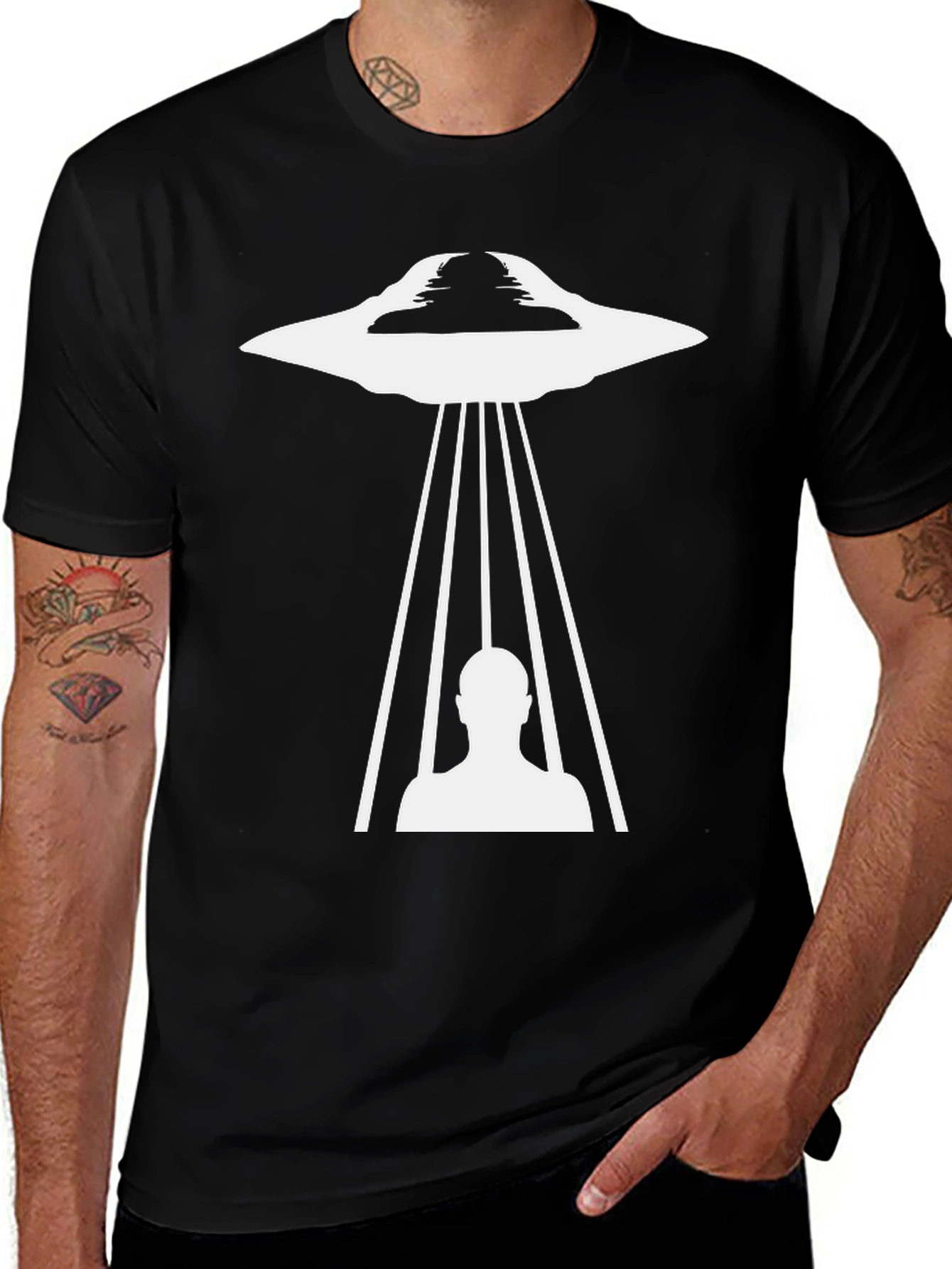 UFO Abduction Graphic Tee - Black