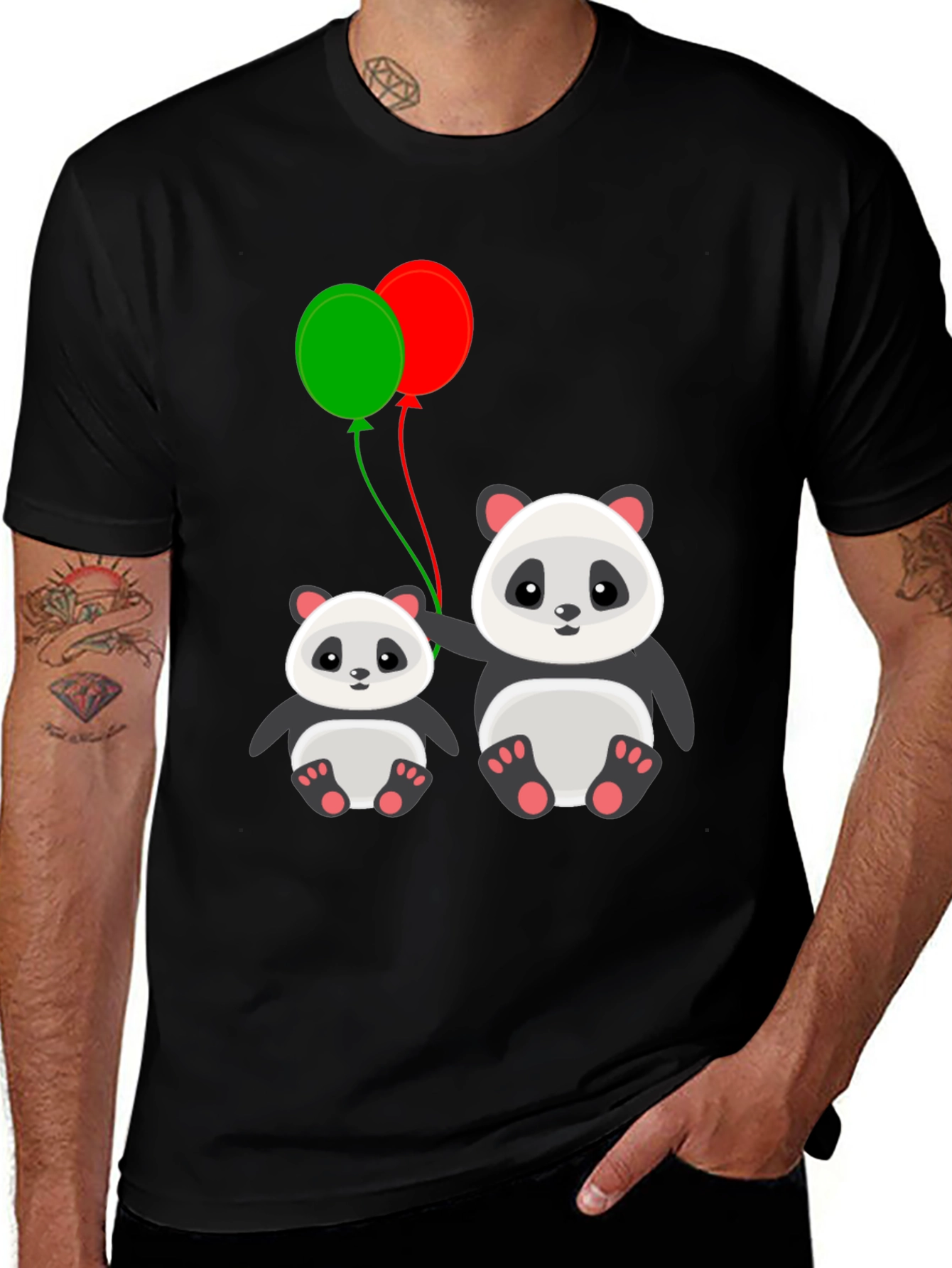 Variant 17 of Cute Panda with Balloons Graphic T-Shirt