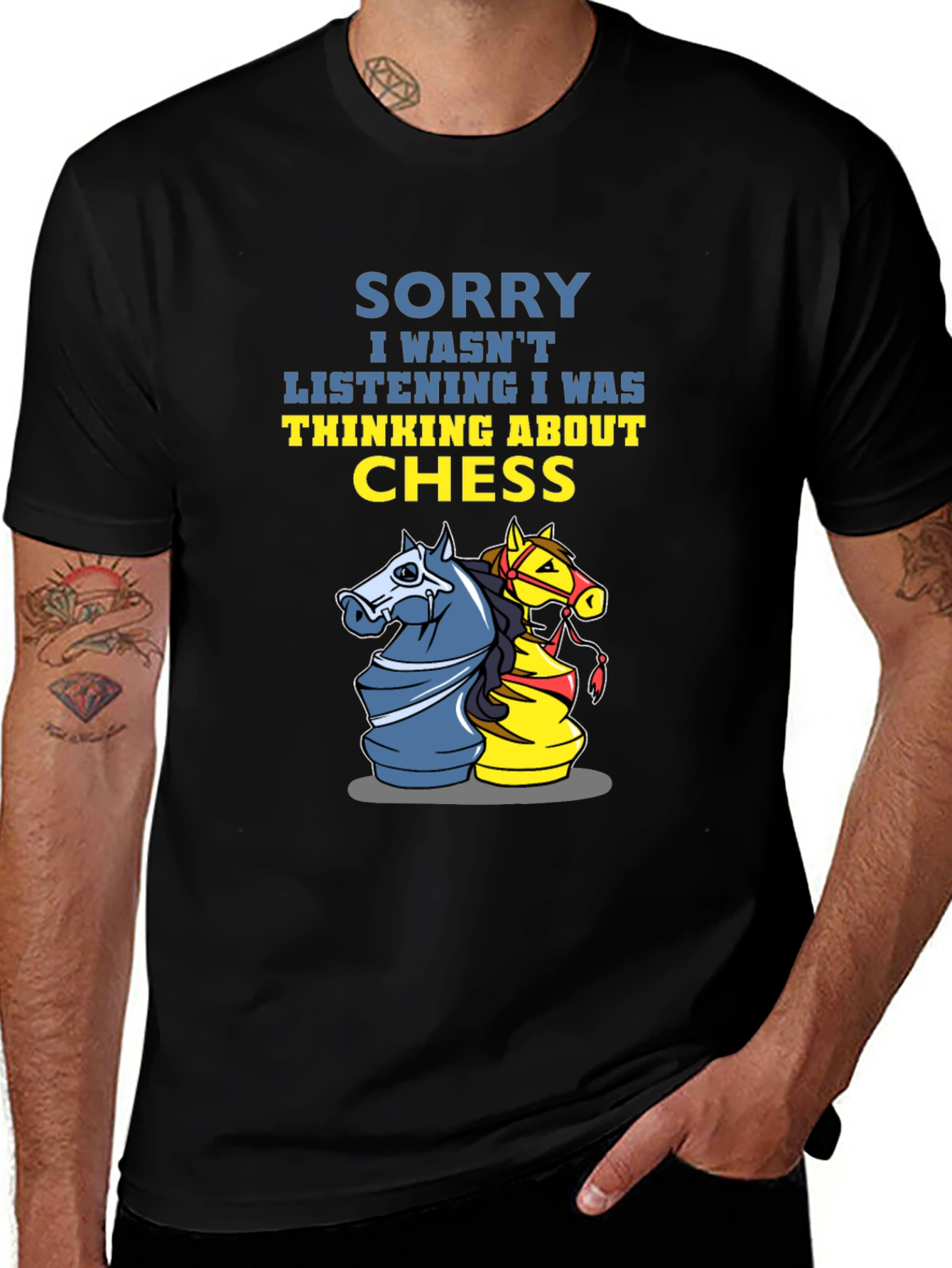 Variant 29 of Chess Knight T-Shirt - Sorry, Thinking About Chess
