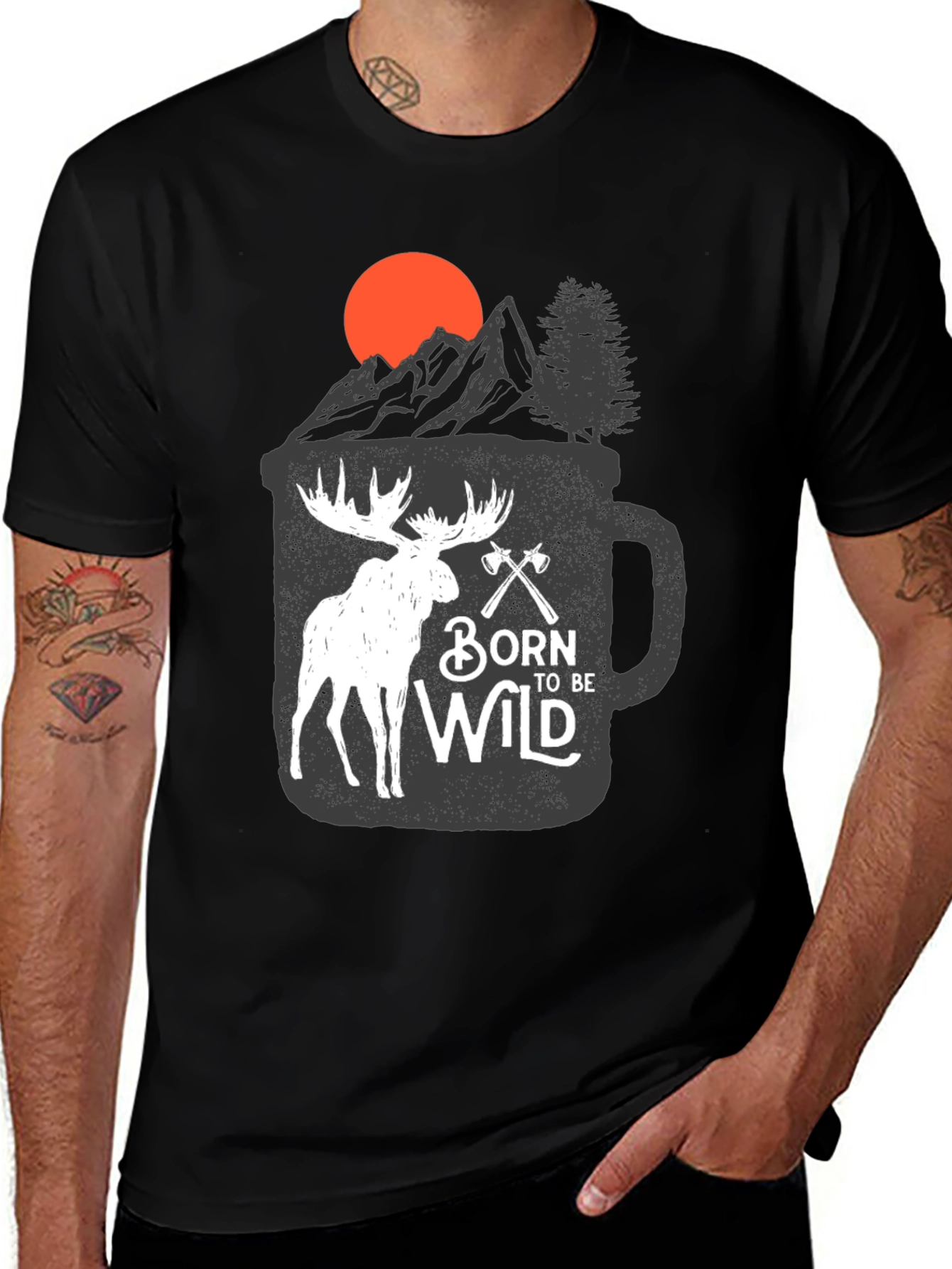 Variant 9 of Born to be Wild Graphic Tee - Moose Adventure Shirt