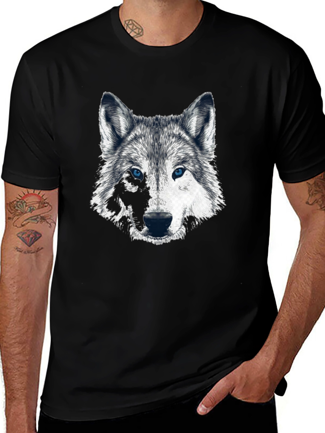 Variant 9 of Wolf Graphic Tee - Mens Black T-Shirt