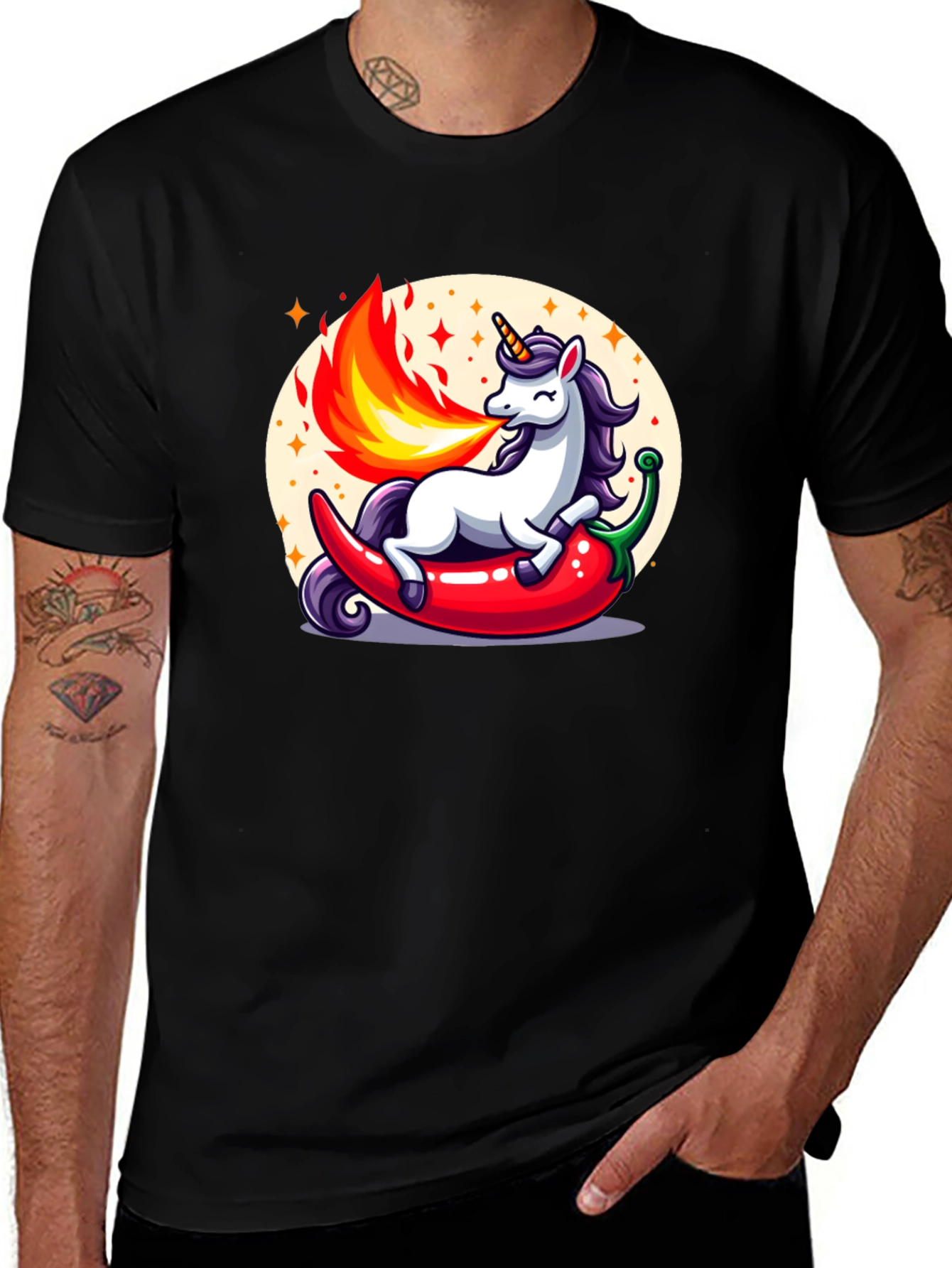 Variant 12 of Spicy Unicorn T-Shirt - Fiery and Fun!