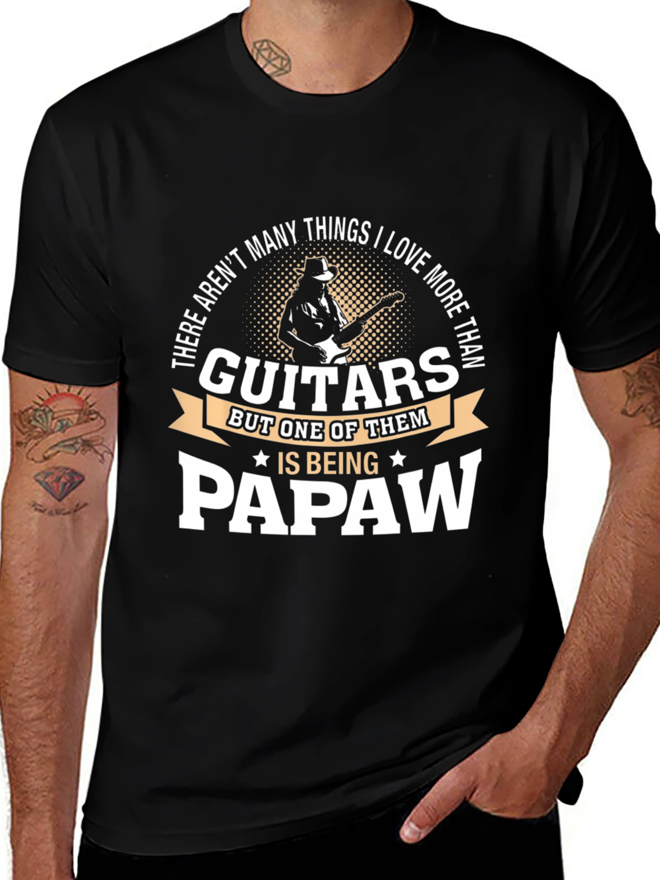 Guitars & Papaw Black Graphic T-Shirt