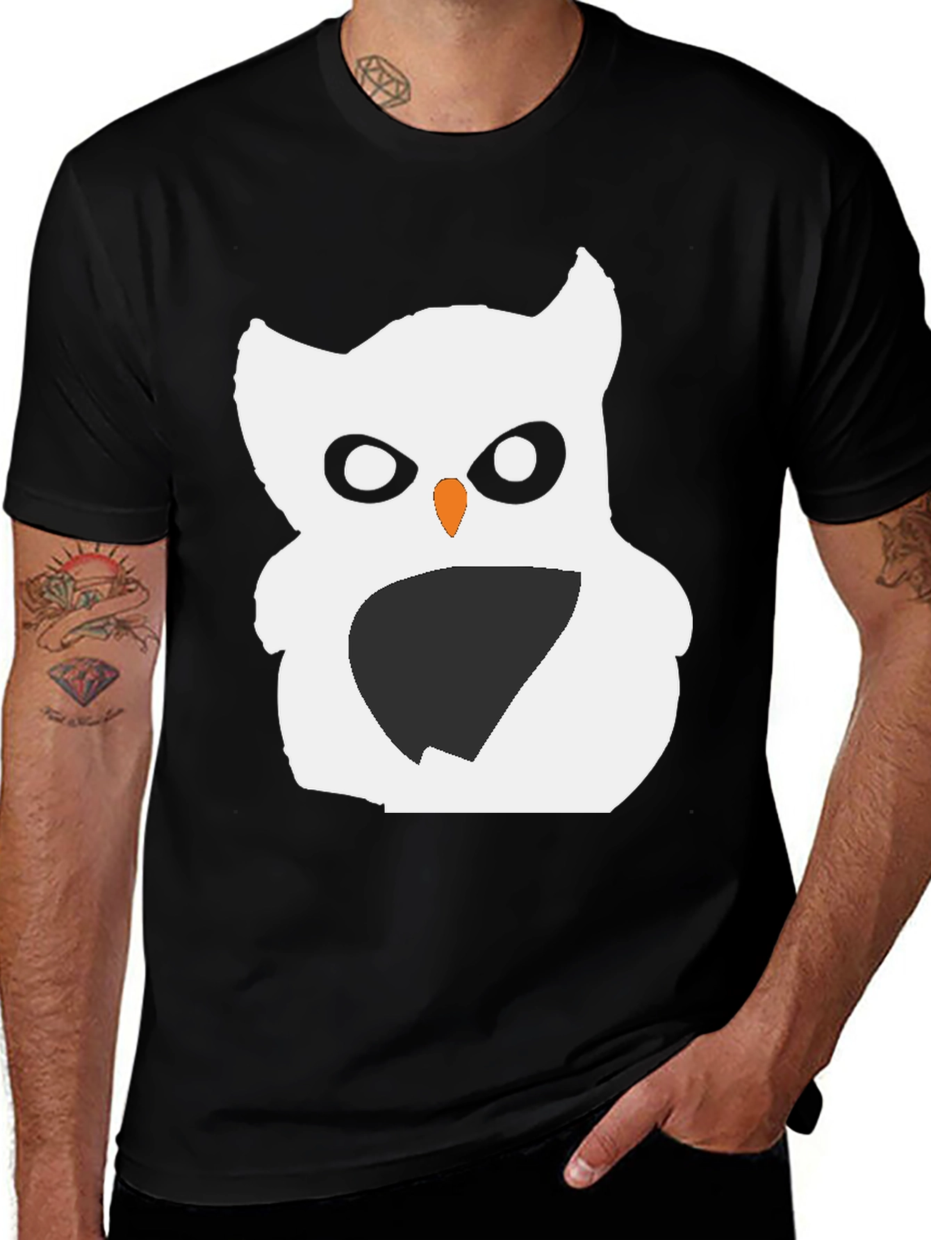 Variant 20 of Owl Graphic Tee - Black Cotton T-Shirt