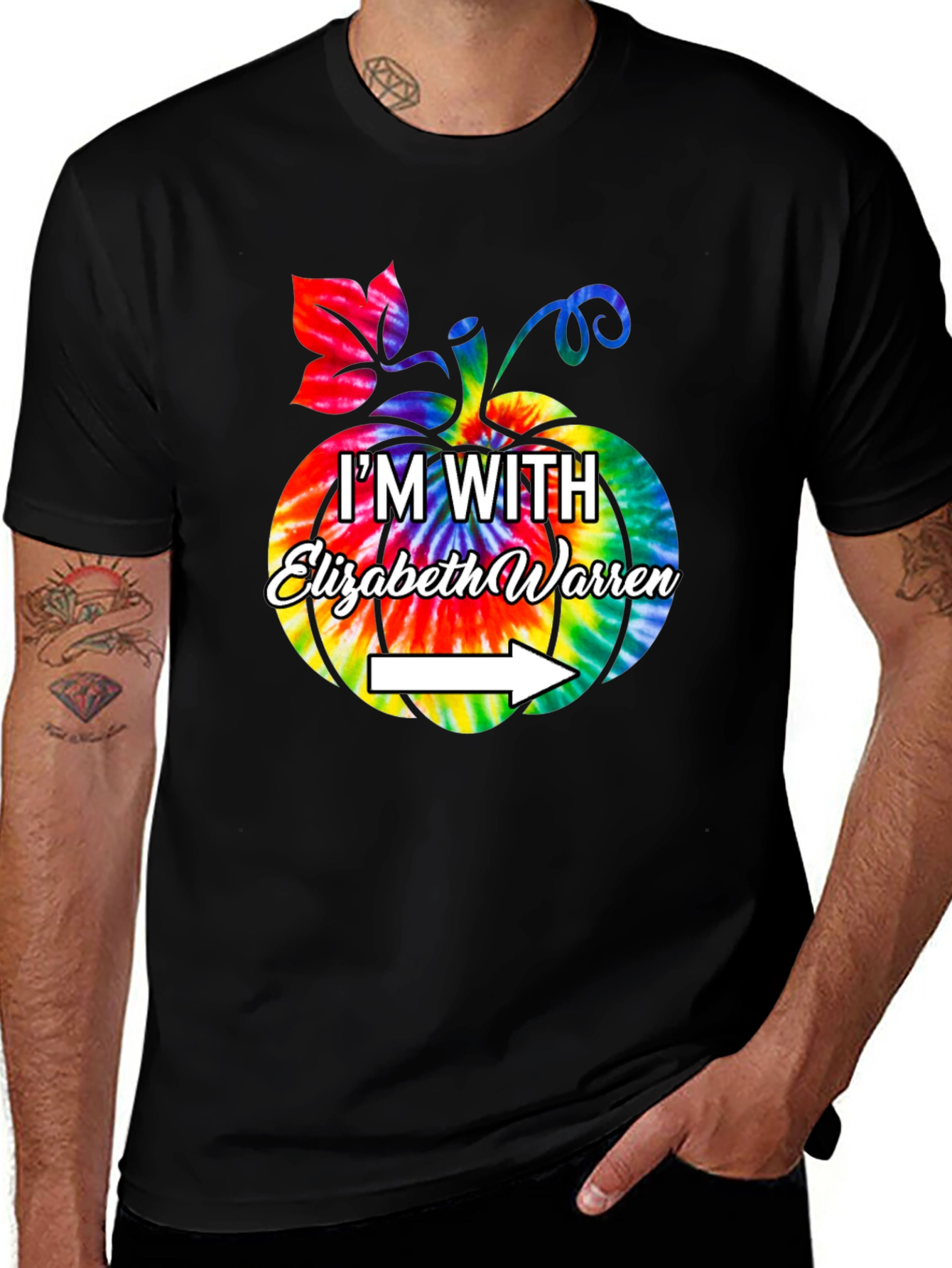 I'm With Elizabeth Warren Tie Dye Pumpkin Graphic Tee