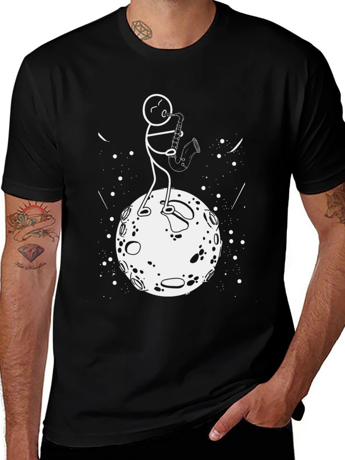 Variant 20 of Saxophone Player on the Moon Graphic T-Shirt