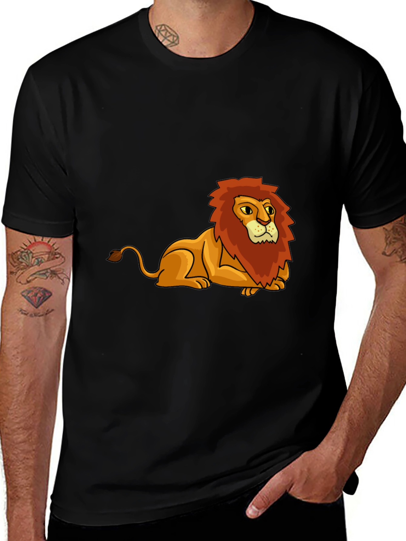 Variant 21 of Lion Graphic Tee - Black Cotton Blend