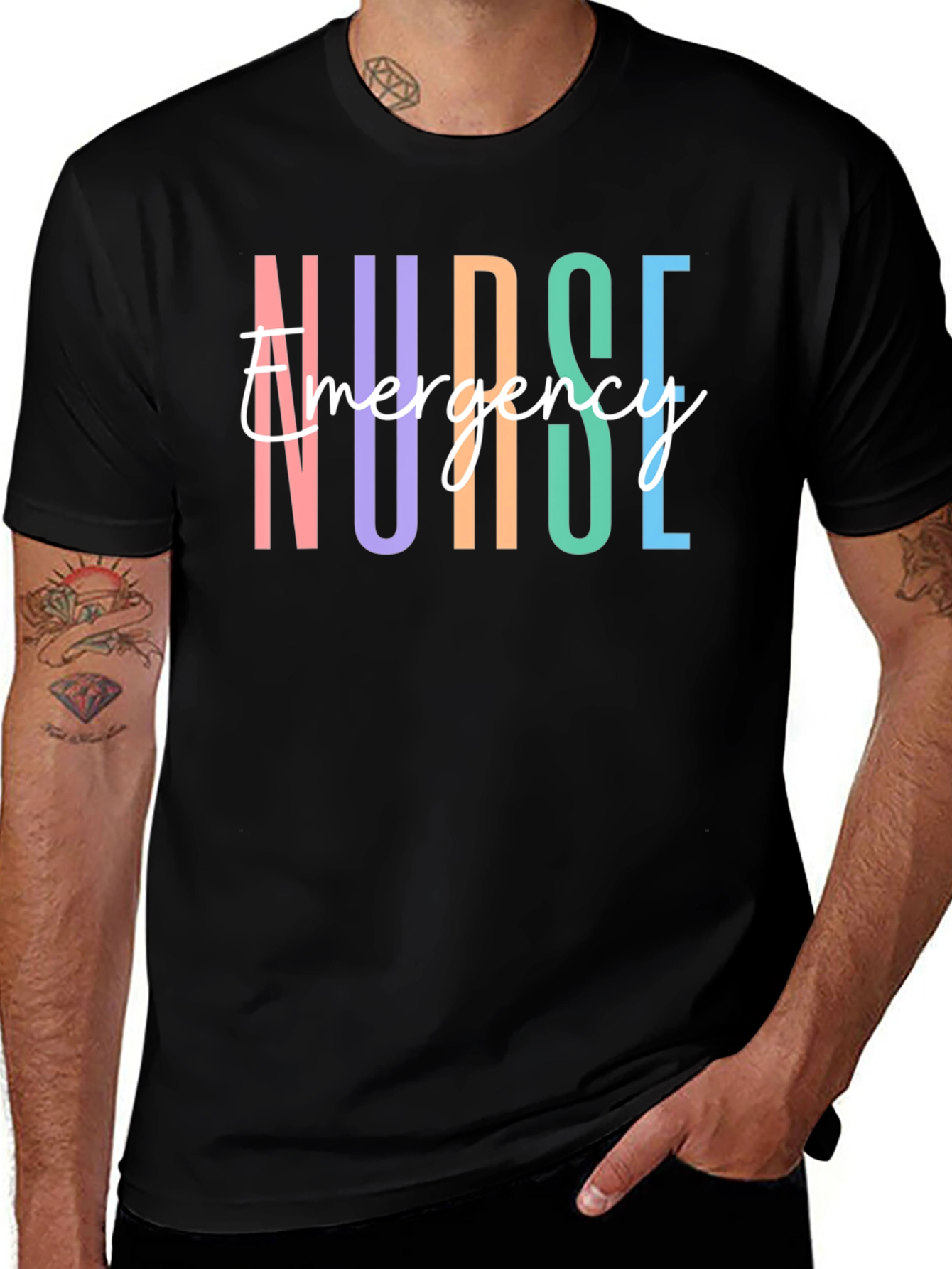 Variant 21 of Emergency Nurse Tee - Colorful Design