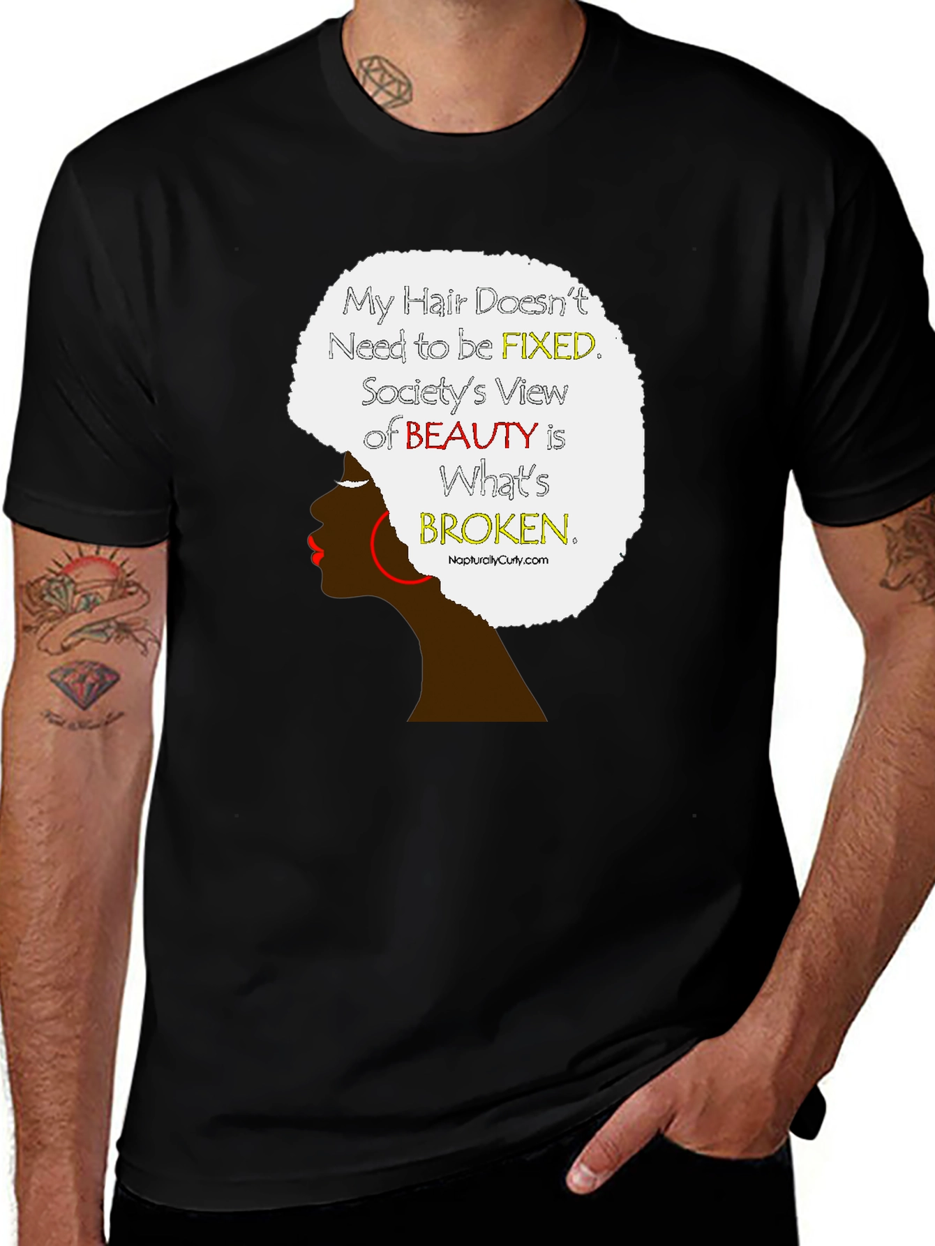 Variant 11 of Empowering Afro Tee: Beauty is Broken