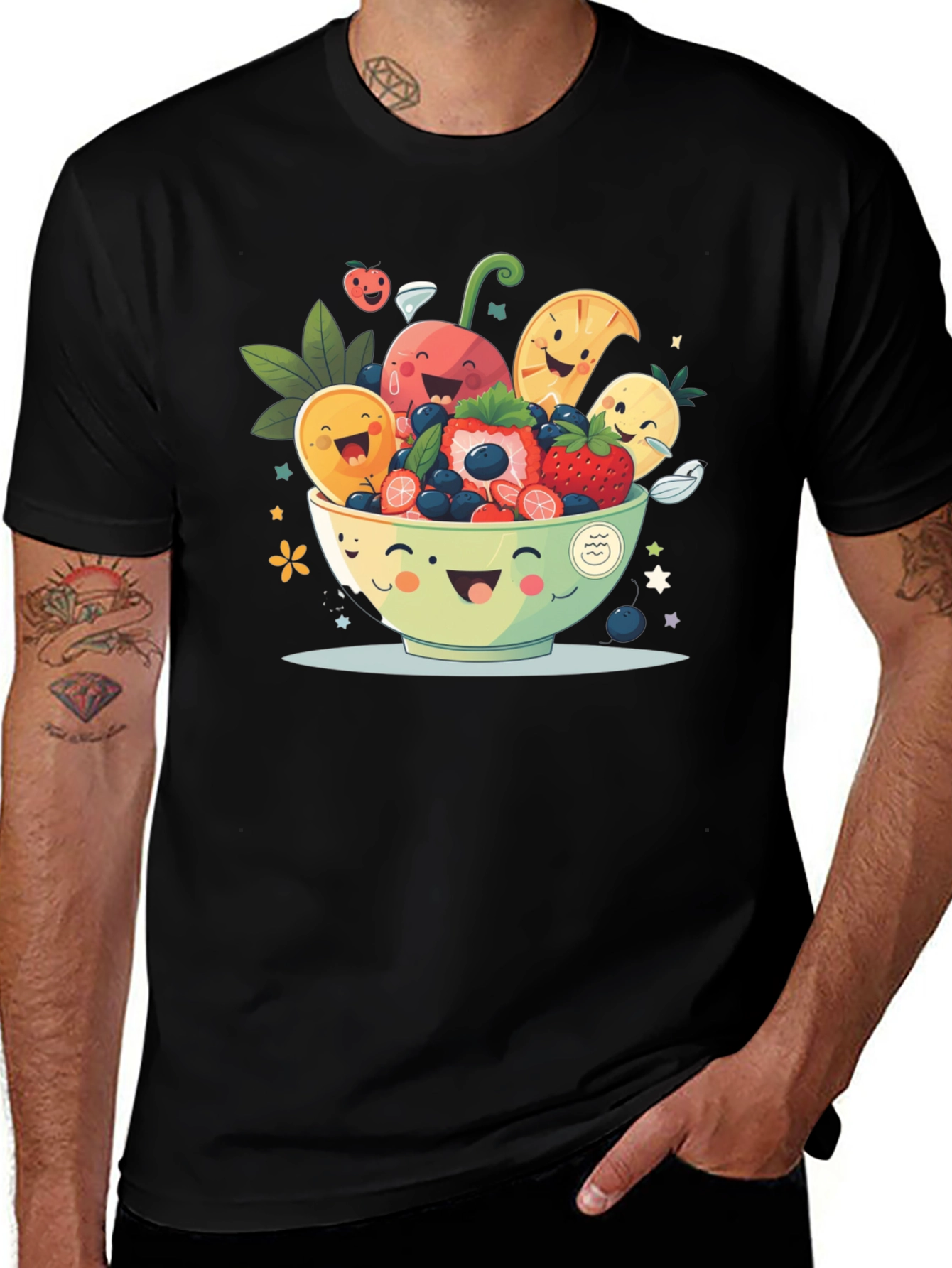 Variant 2 of Kawaii Fruit Bowl T-Shirt -  Cheerful Graphic Tee