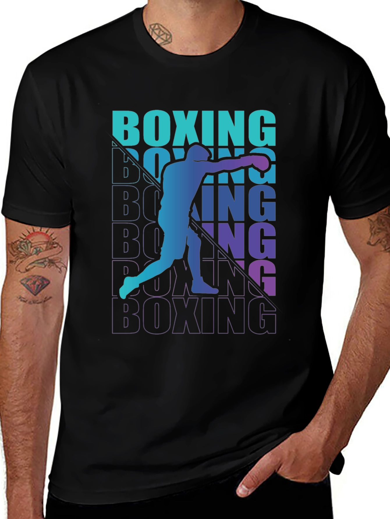 Variant 20 of Boxing Silhouette Graphic Tee - Sport Style