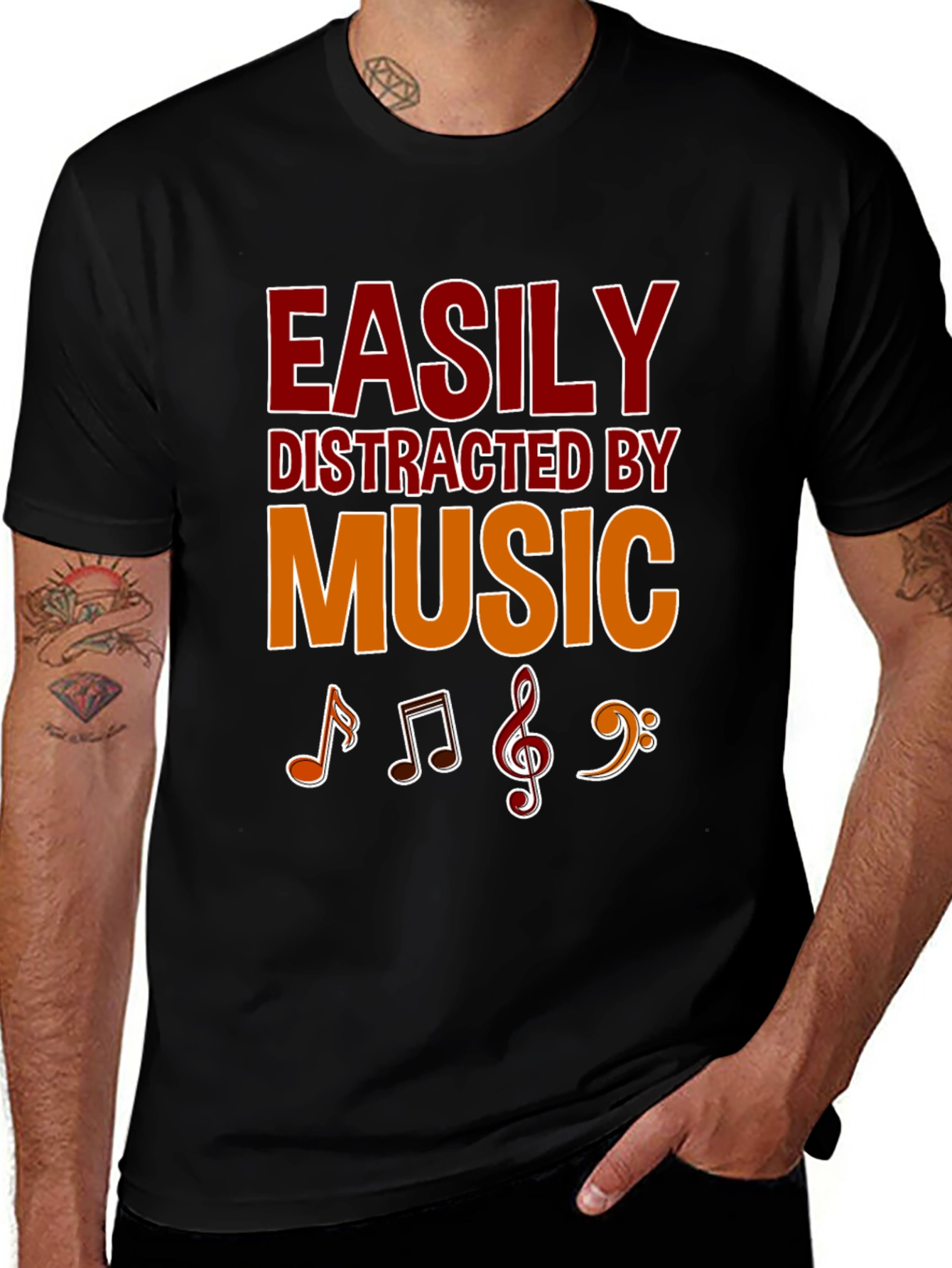 Variant 2 of Easily Distracted by Music Graphic T-Shirt