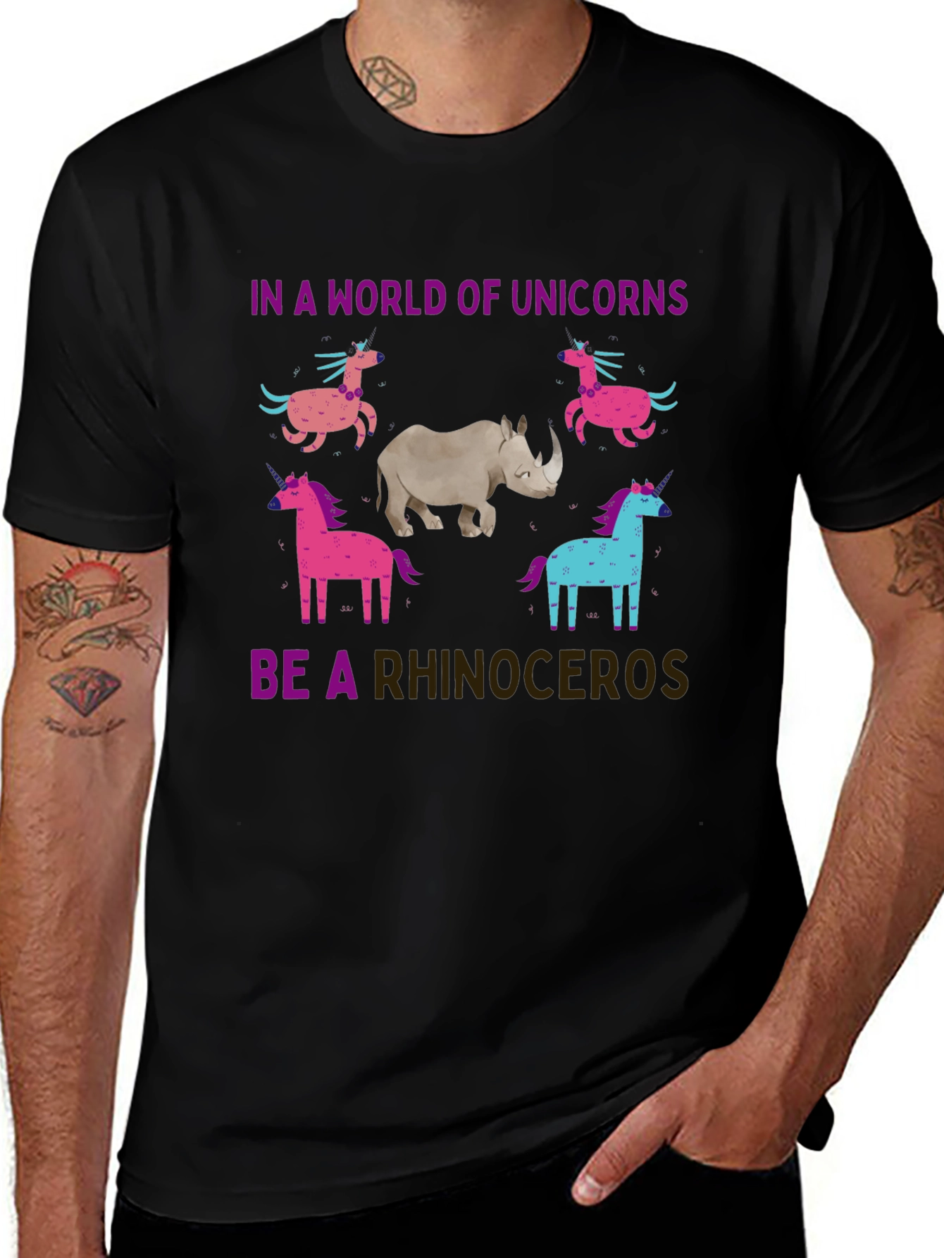 Variant 13 of Unicorn Rhino Graphic Tee - Be a Rhinoceros T-Shirt