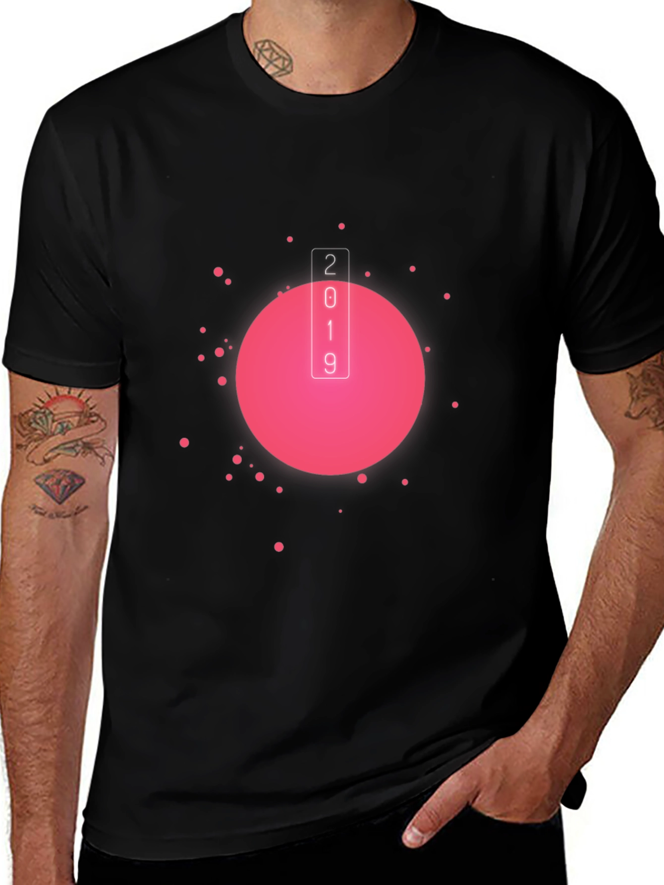 Variant 26 of Retro Pink Circle Black T-Shirt - 2019 Design