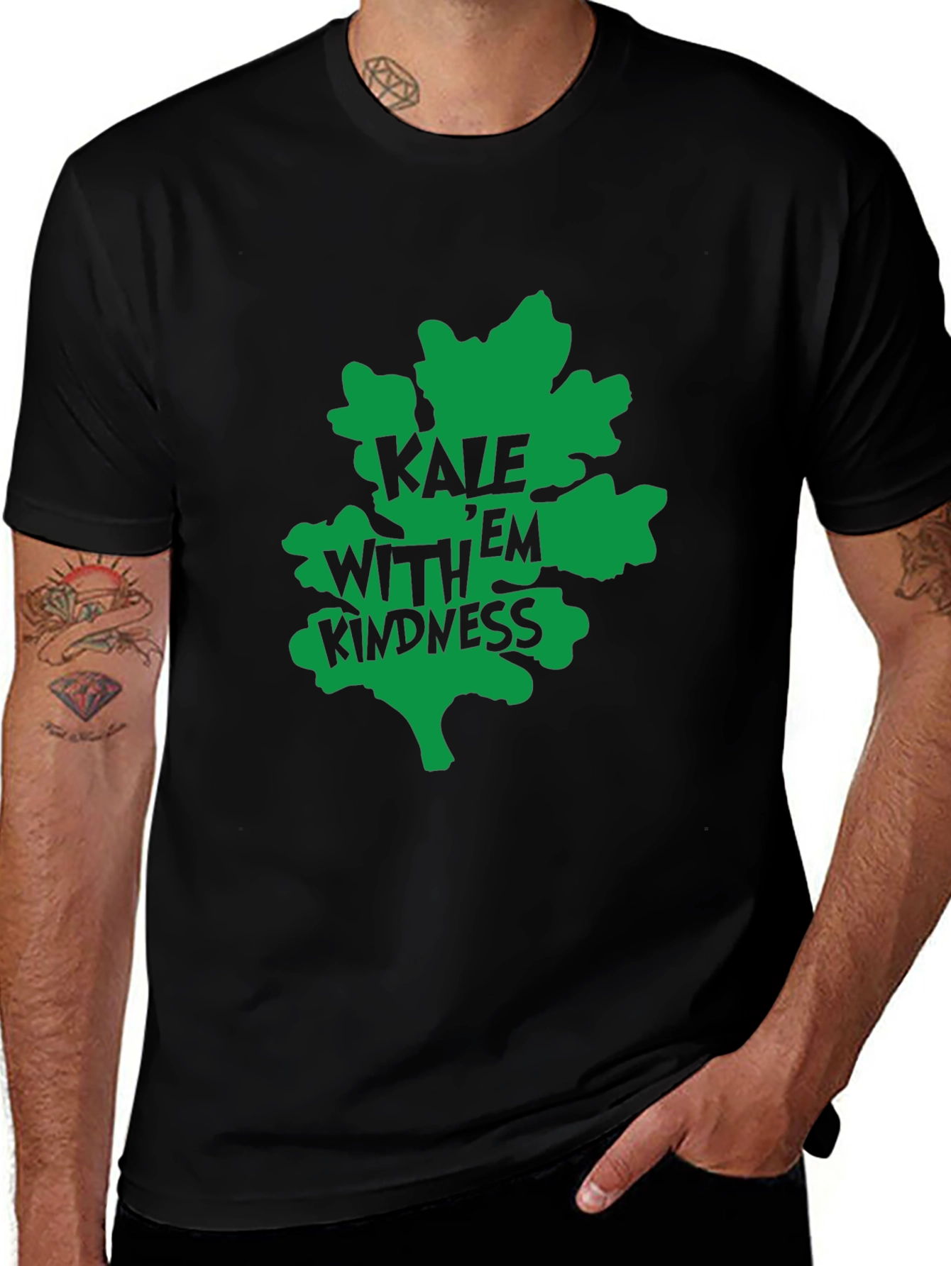 Variant 26 of Kale With Kindness Graphic Tee - Black