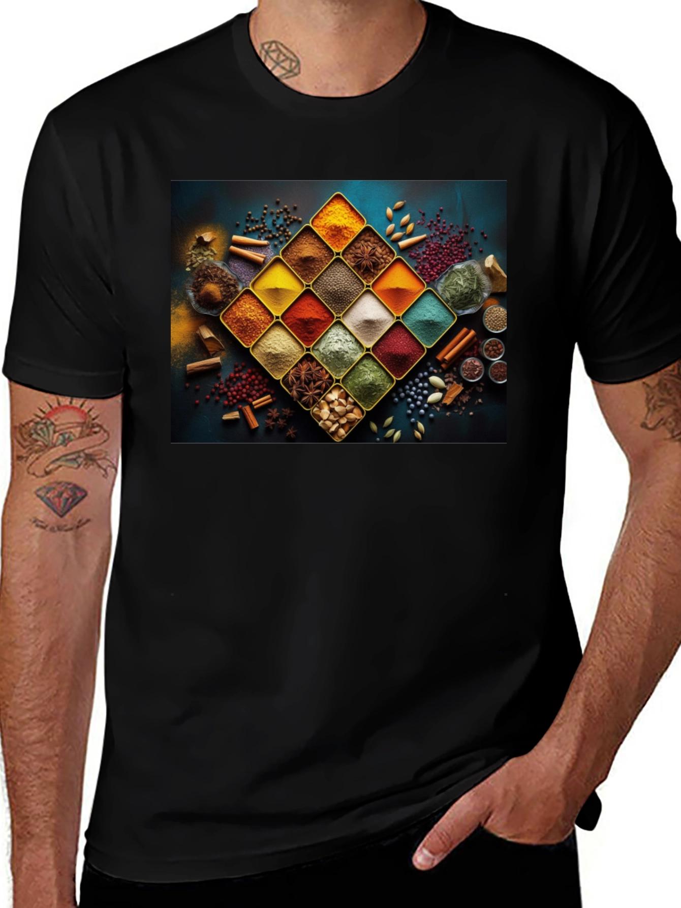 Variant 29 of Spice Rack Graphic Tee - Culinary Art Shirt