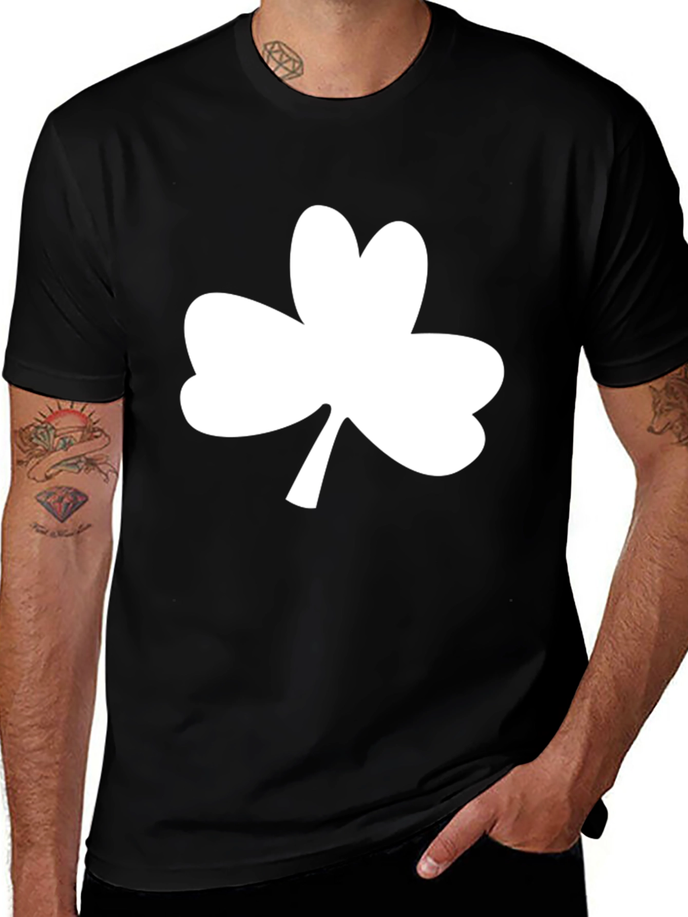 Variant 10 of Shamrock Graphic Black T-Shirt