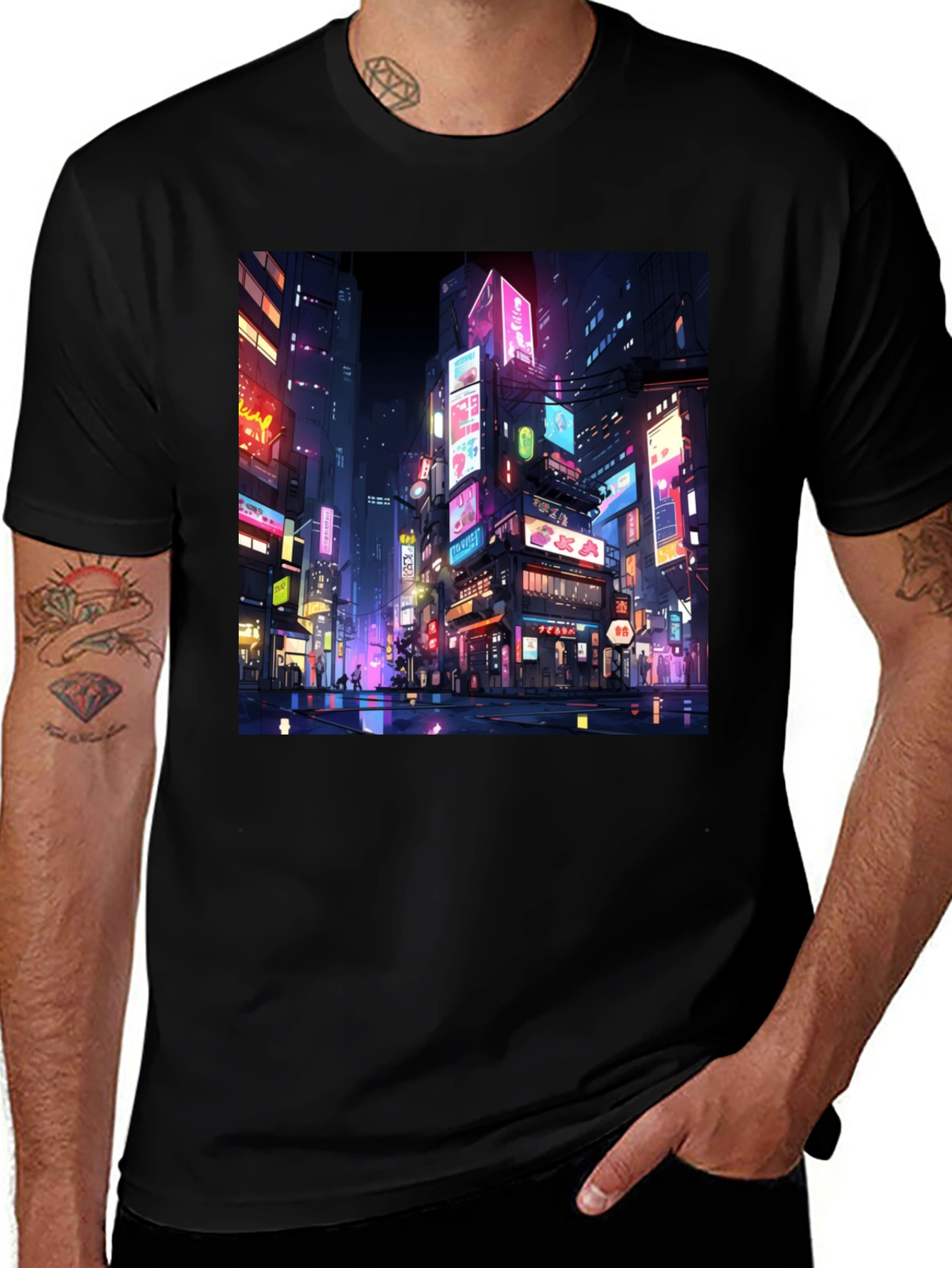 Variant 5 of Neon Cityscape T-Shirt - Vibrant Anime Style