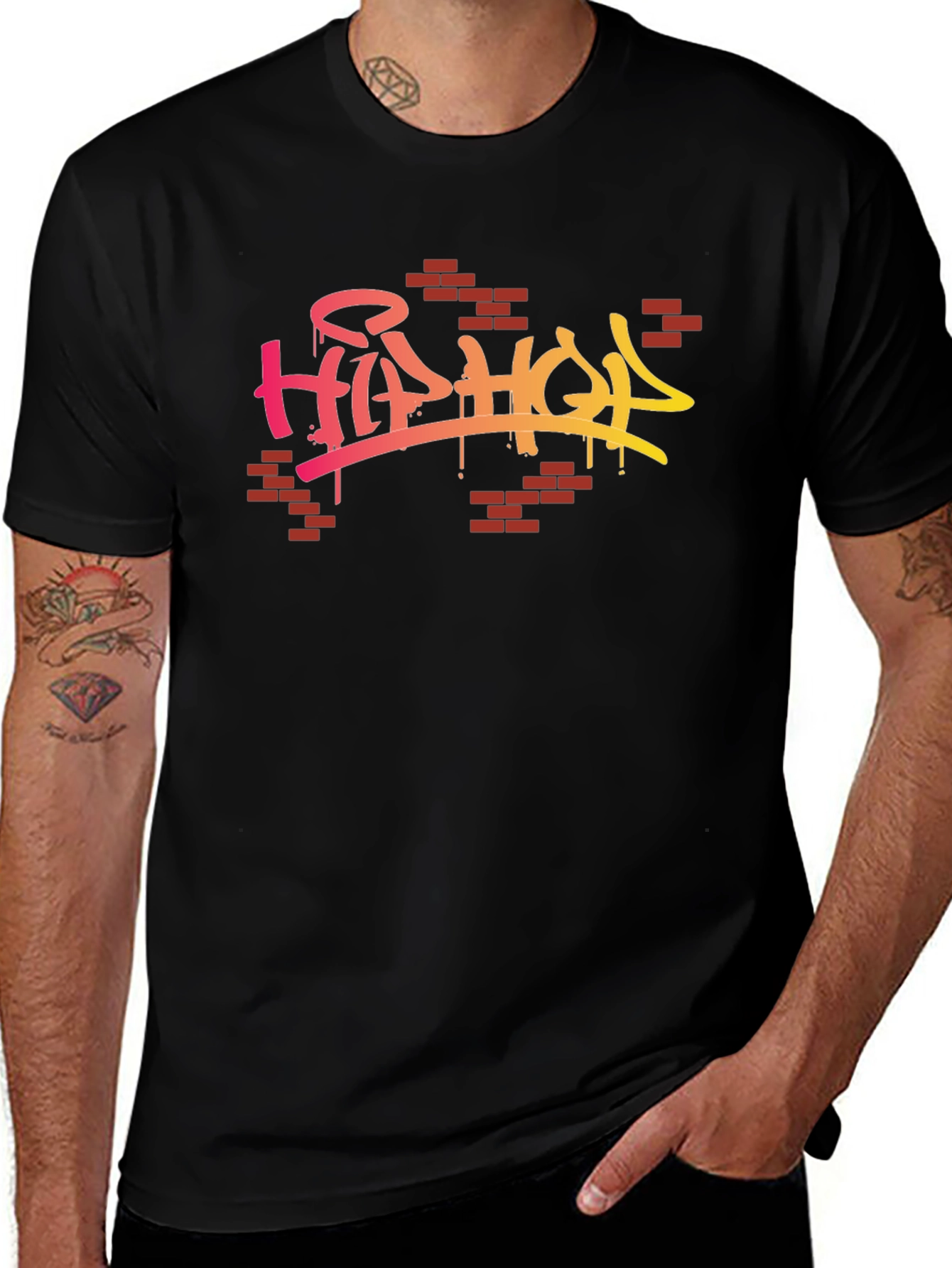 Variant 9 of Hip Hop Graffiti Style Graphic Black T-Shirt