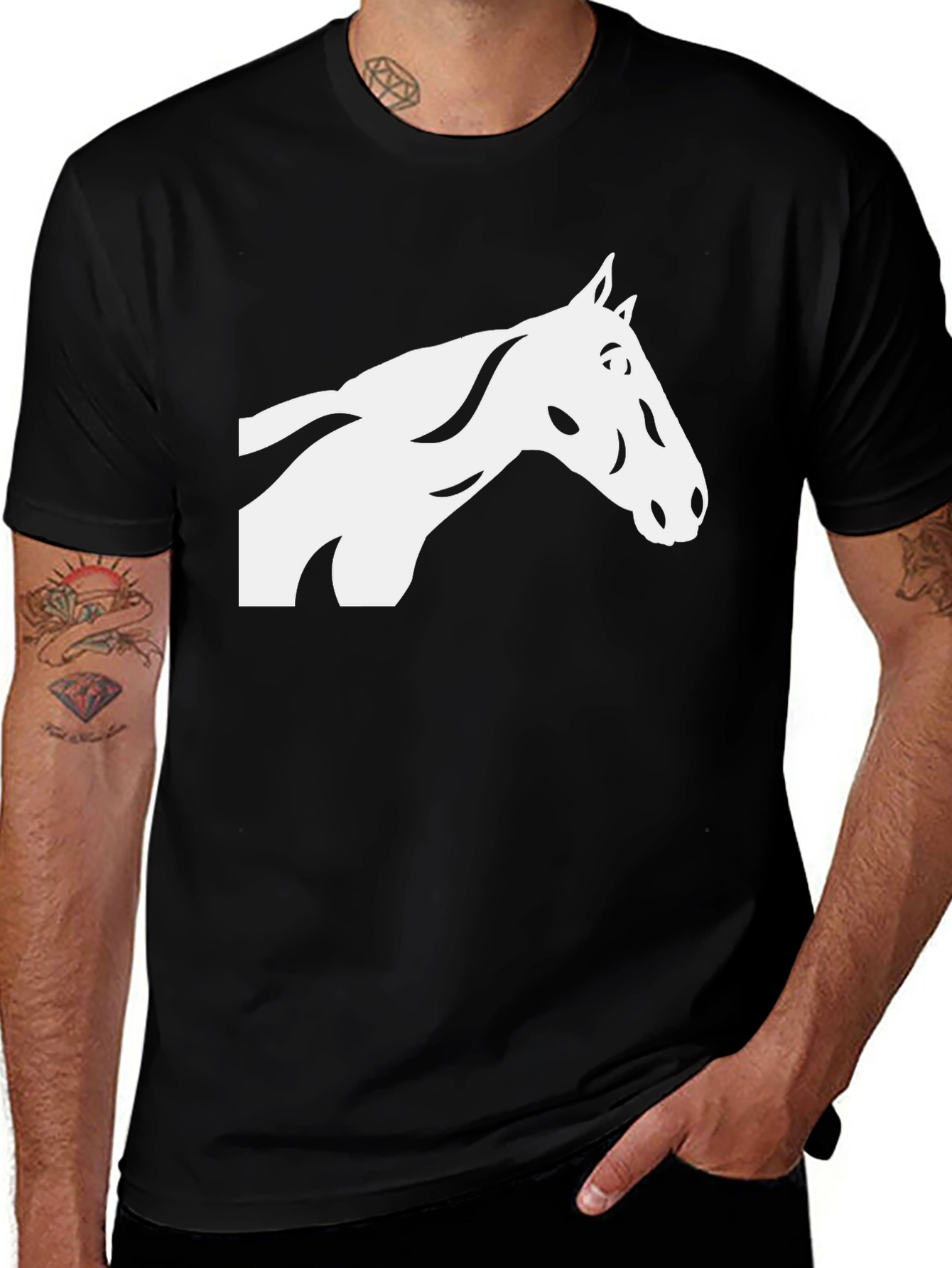 Variant 8 of Horse Graphic Black T-Shirt - Stylish & Comfortable