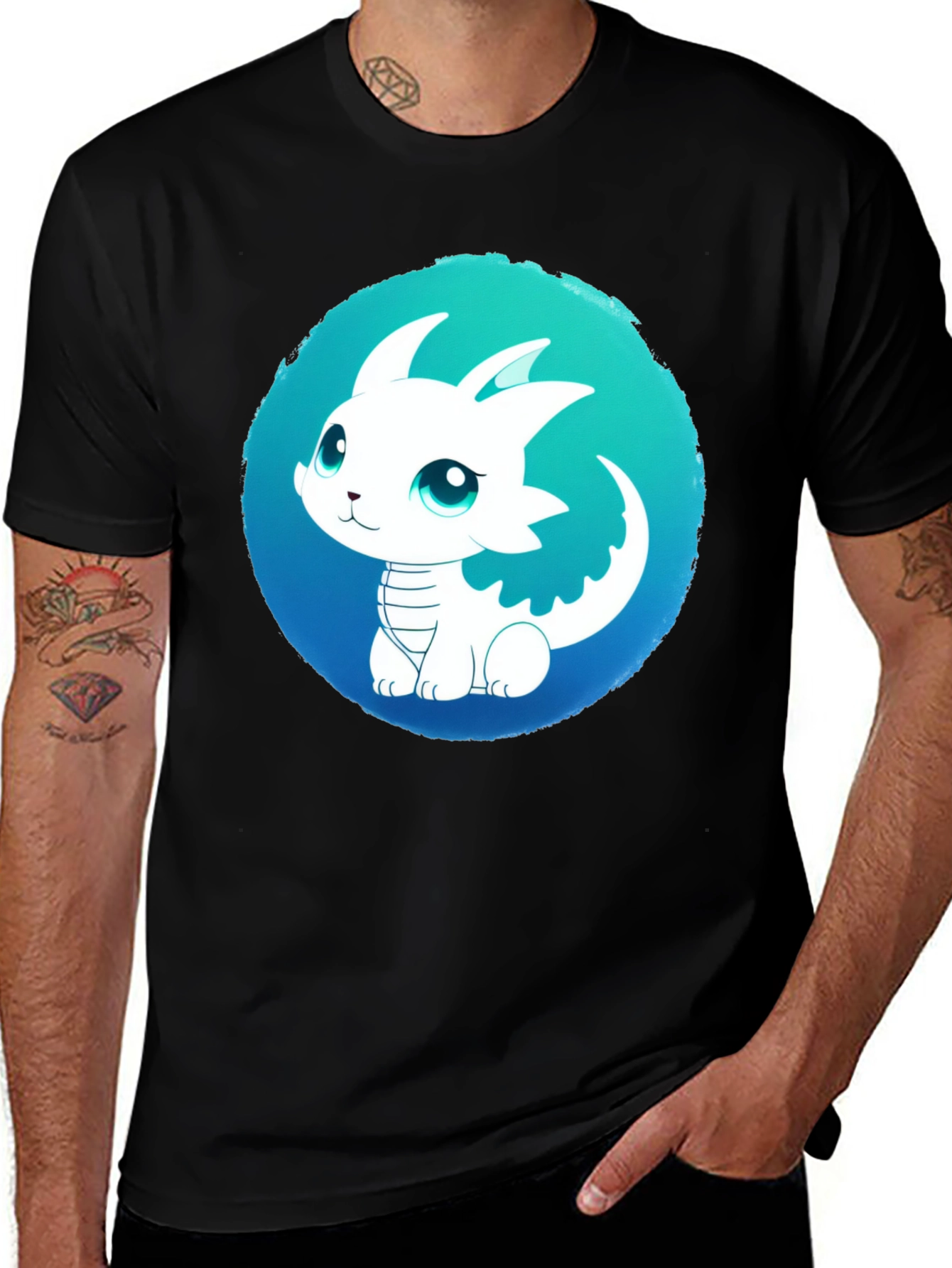 Variant 29 of Cute Dragon Graphic Tee - Black