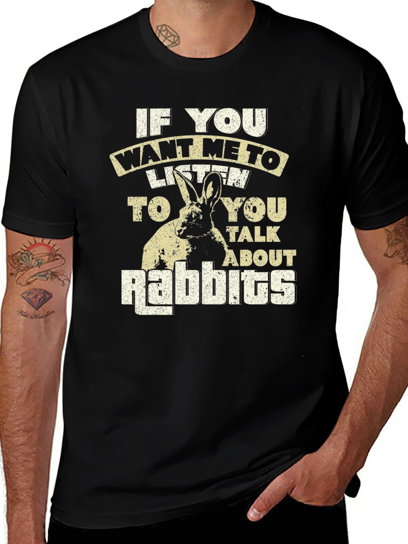 Variant 6 of Talk About Rabbits Black T-Shirt