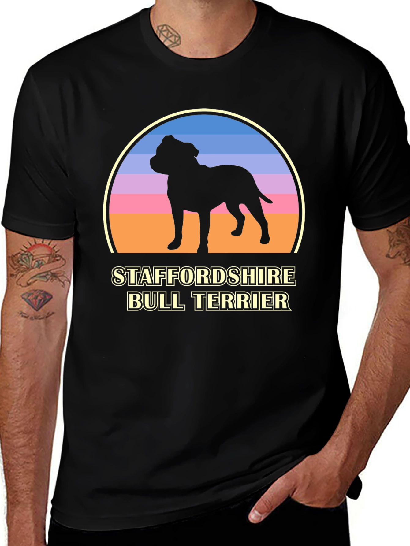 Staffordshire Bull Terrier Sunset Graphic Tee