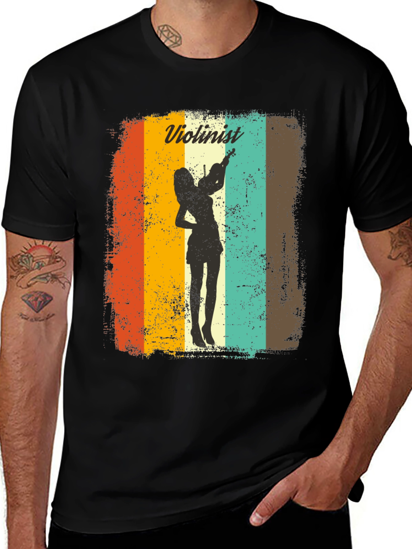 Variant 4 of Violinist Retro Graphic Tee - Musician Style