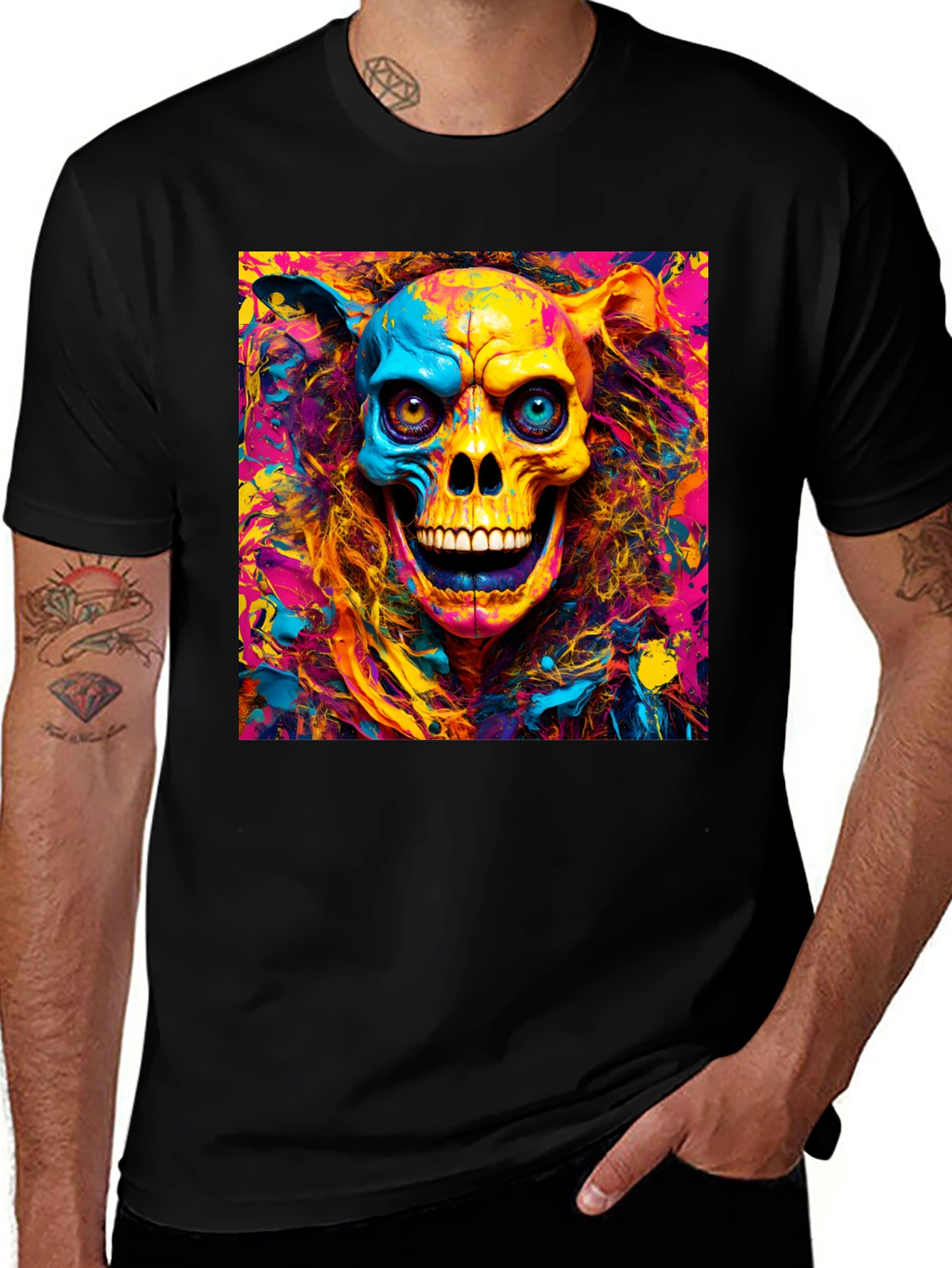 Variant 19 of Psychedelic Skull Graphic T-Shirt - Vibrant Art Tee
