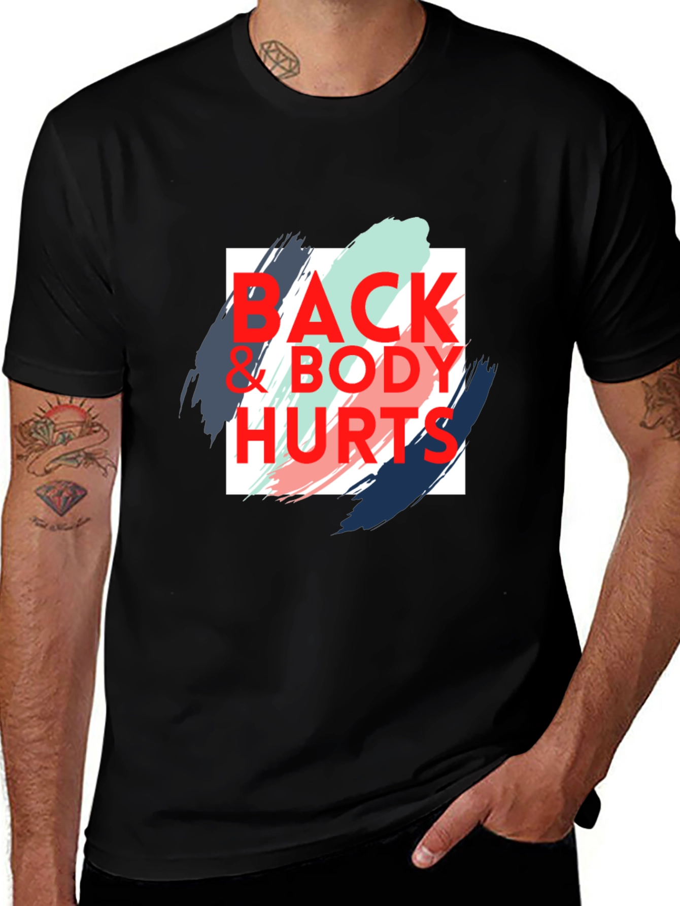 Variant 30 of Back & Body Hurts Graphic Tee - Black Casual T-Shirt