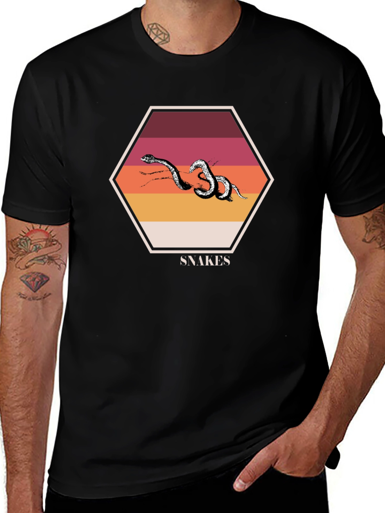 Variant 17 of Snakes Graphic T-Shirt, Retro Style Design