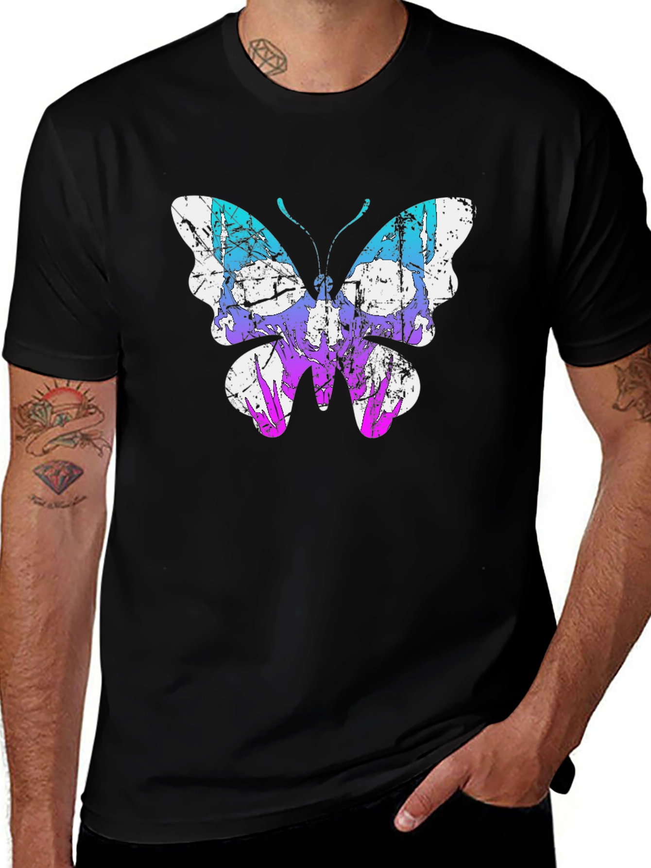 Variant 22 of Distressed Butterfly Graphic Tee - Black