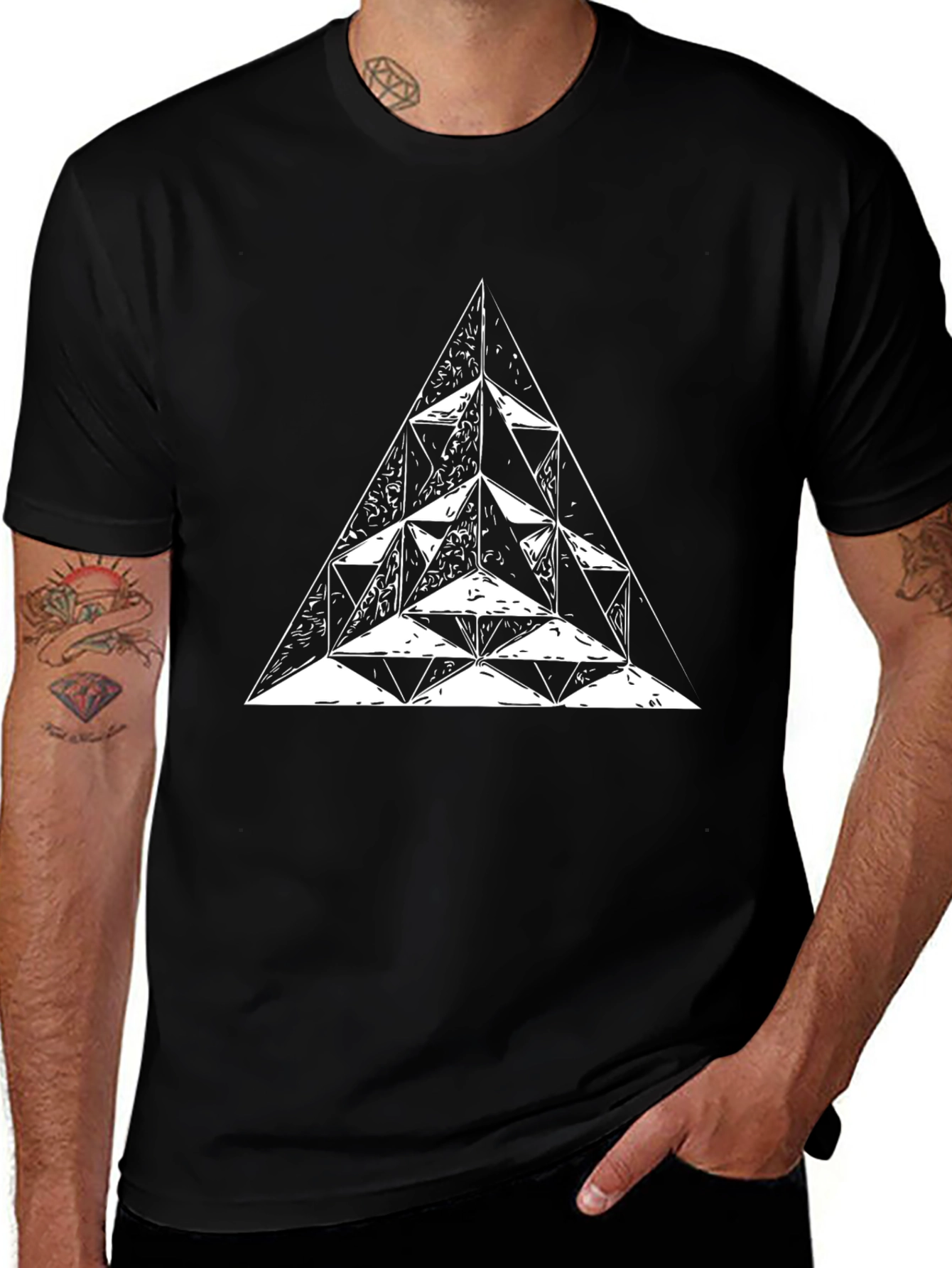 Variant 11 of Geometric Triangle Tee - Modern Artistic Design