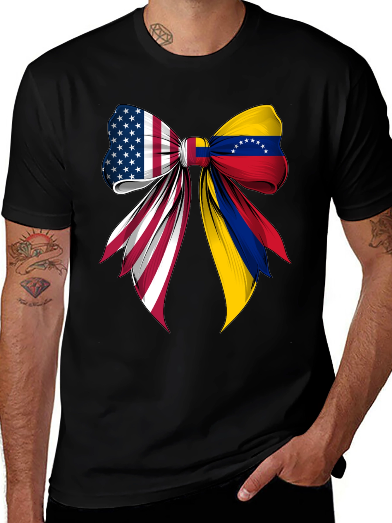 USA & Venezuela Flag Bow T-Shirt