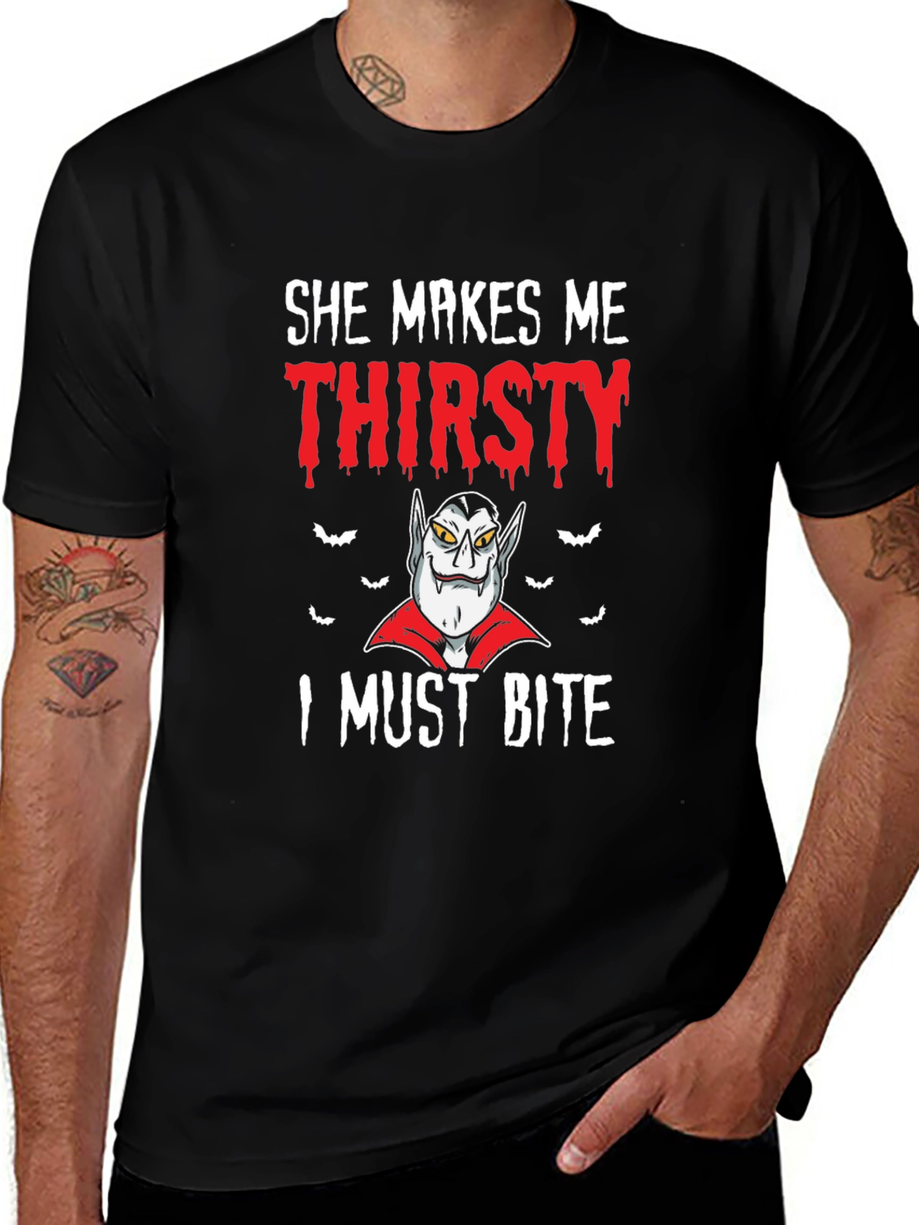 Variant 30 of She Makes Me Thirsty Vampire Halloween T-Shirt